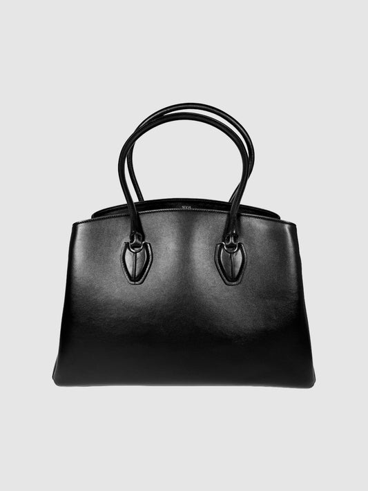 Leather Tri-Compartment Shoulder Bag