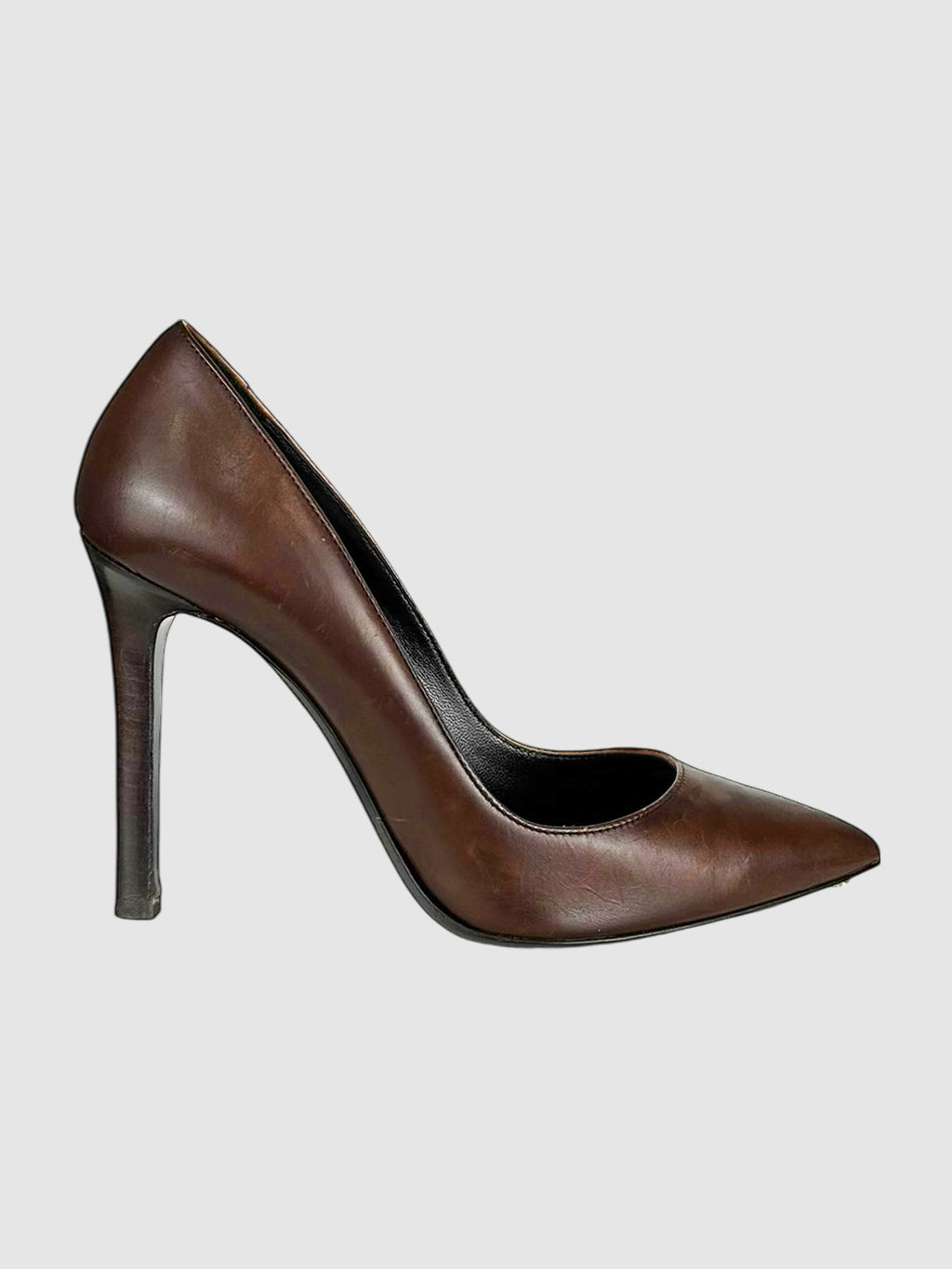 Tom Ford Brown Leather Pointed-Toe Stiletto Pumps - Size IT 38 Luxury Designer Resale Consignment Toronto Secondhand Canada
