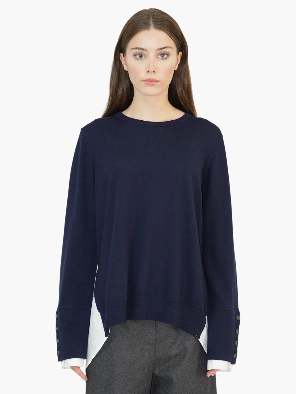 Cotton Undershirt Crewneck Sweater