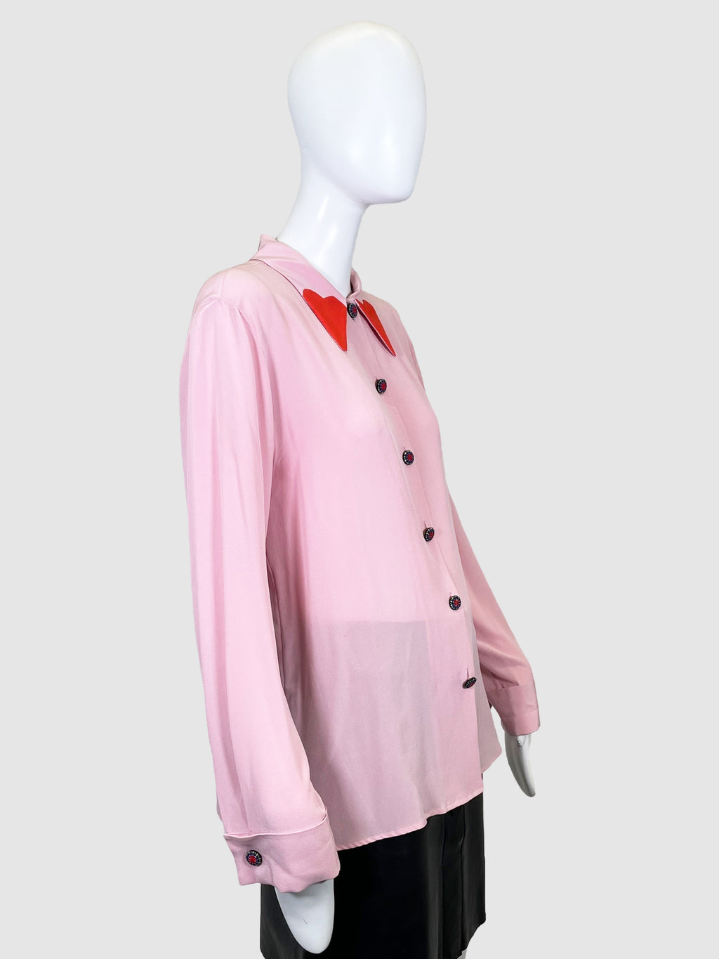 Etro Silk Button-Up Blouse with Heart Collar - Size 48