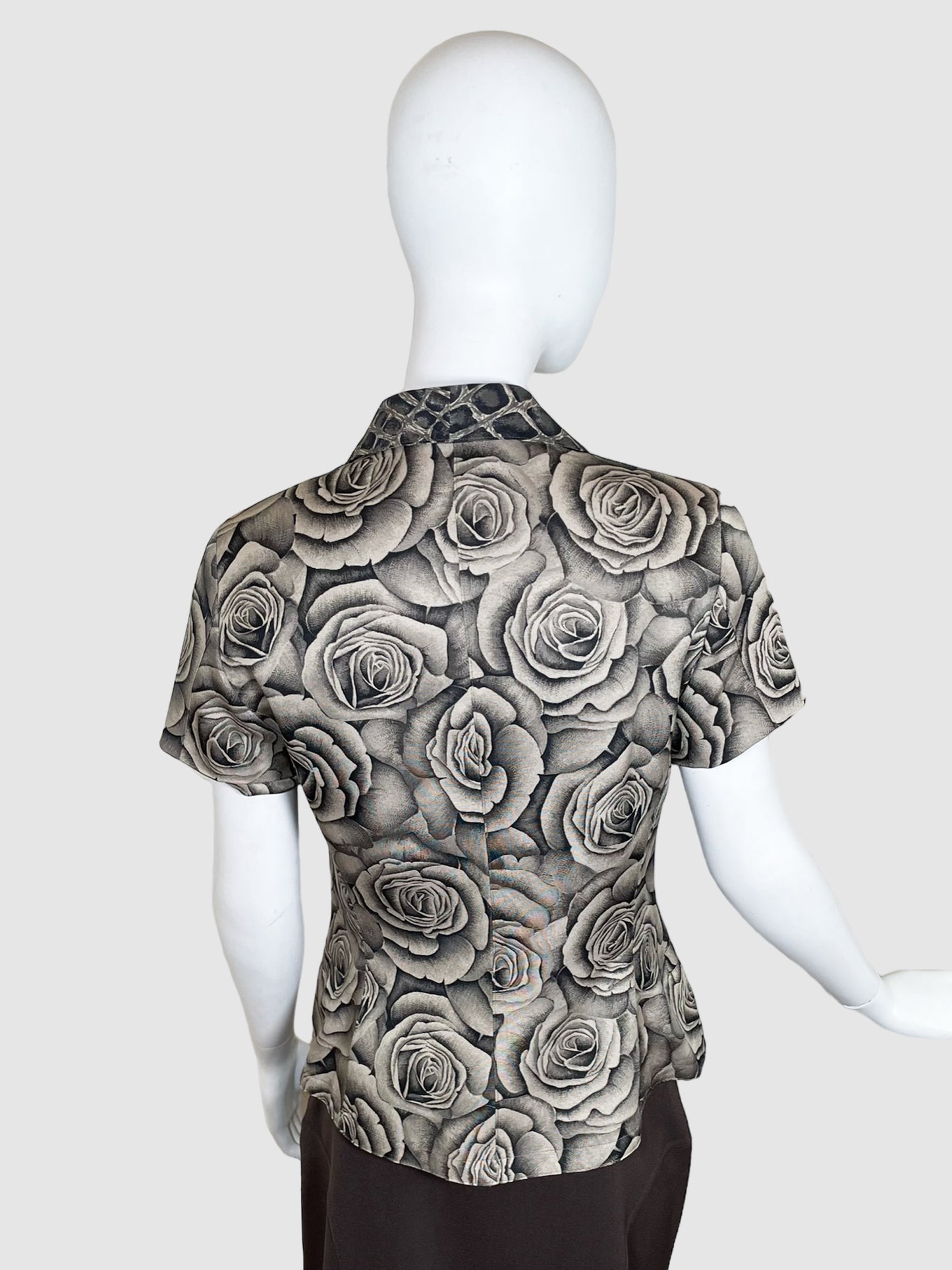 Gianni Versace Rose Pattern Short Sleeve Blazer - Size S/M