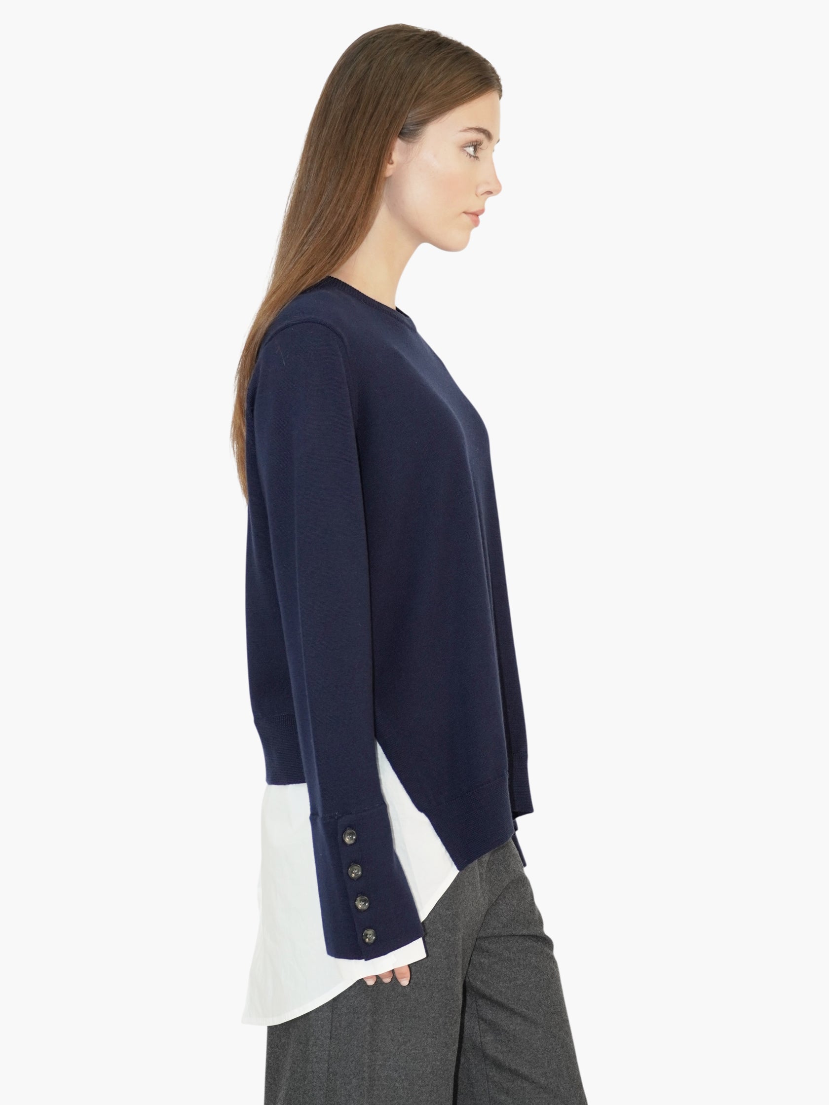 Cotton Undershirt Crewneck Sweater
