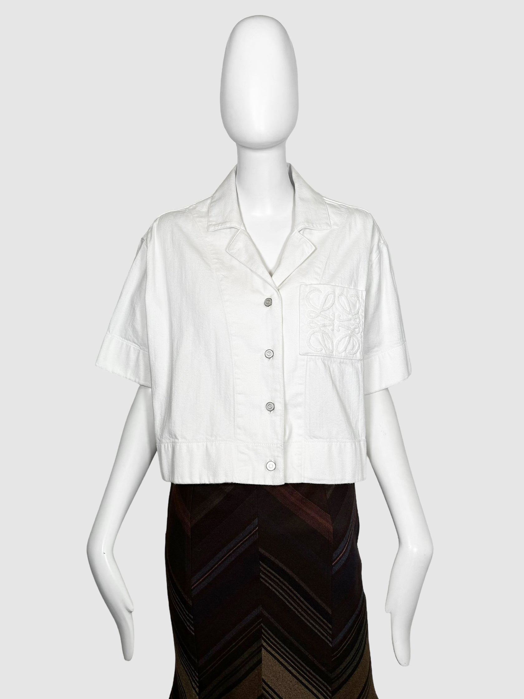 Denim Button-Up Top- Size 38