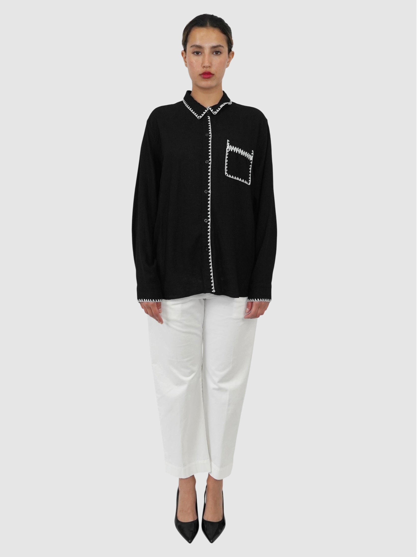 Contrast Linen Top