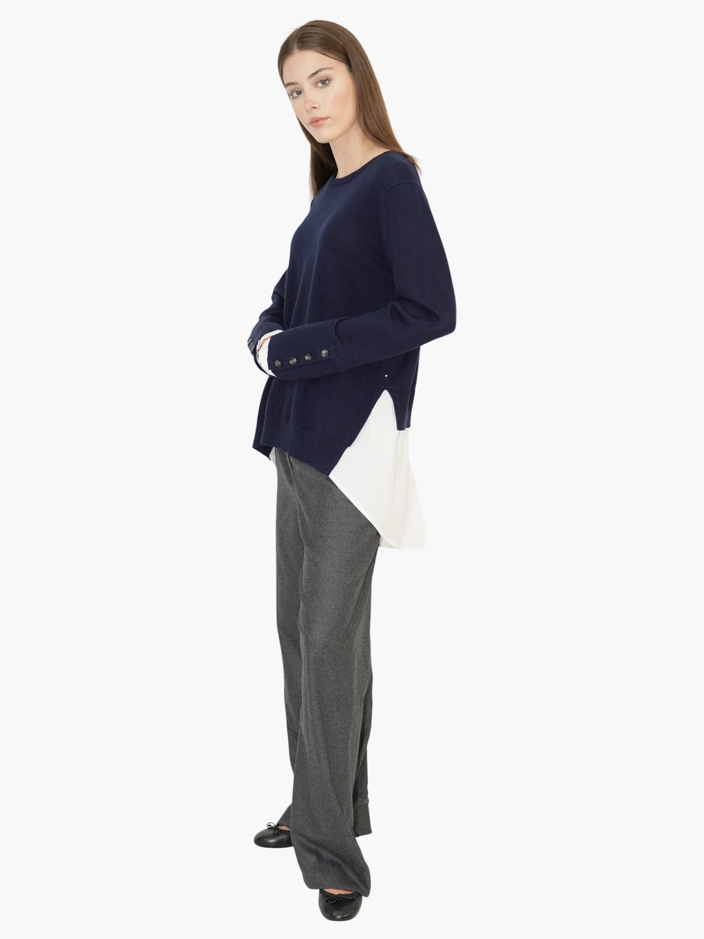 Cotton Undershirt Crewneck Sweater