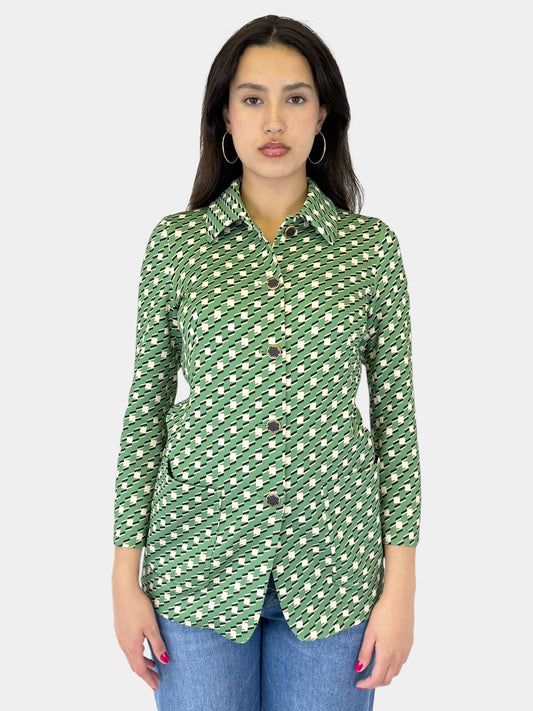 Geometric Print Button-Up Jacket - Size 1