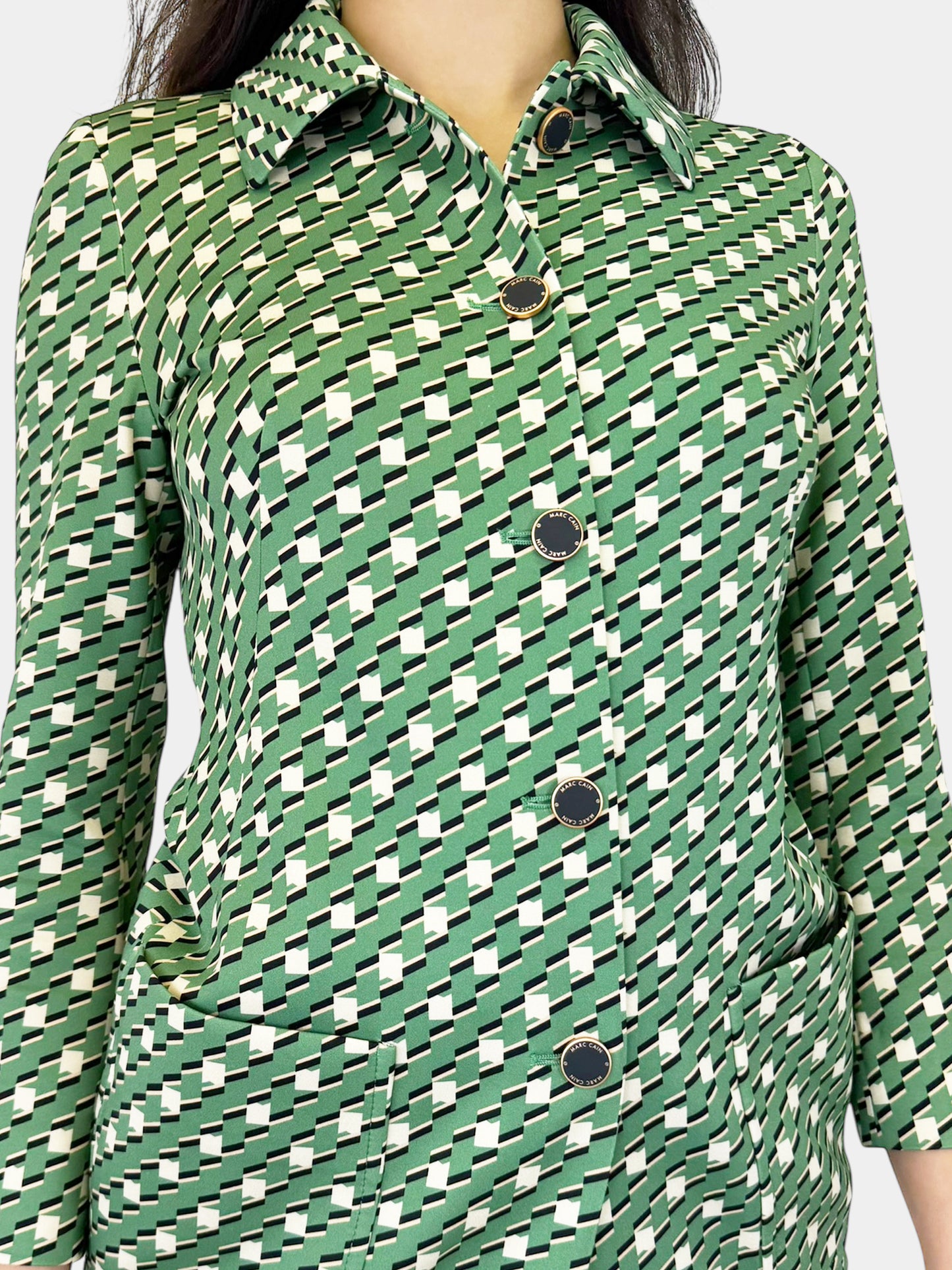 Geometric Print Button-Up Jacket - Size 1