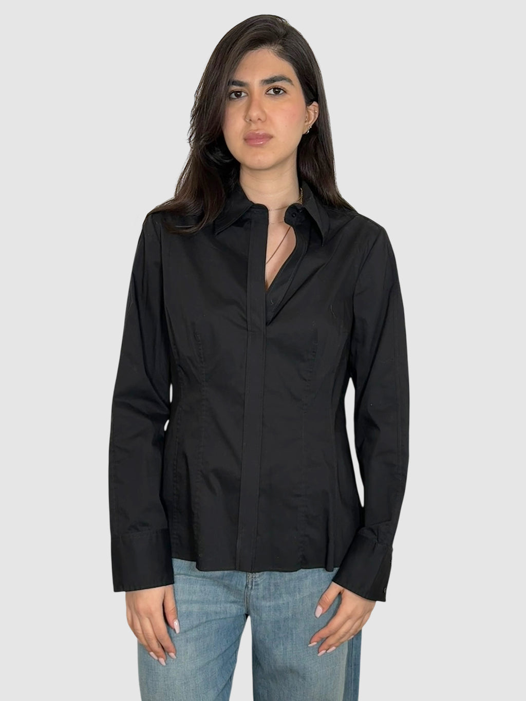 Side Zip Button-Up Top
