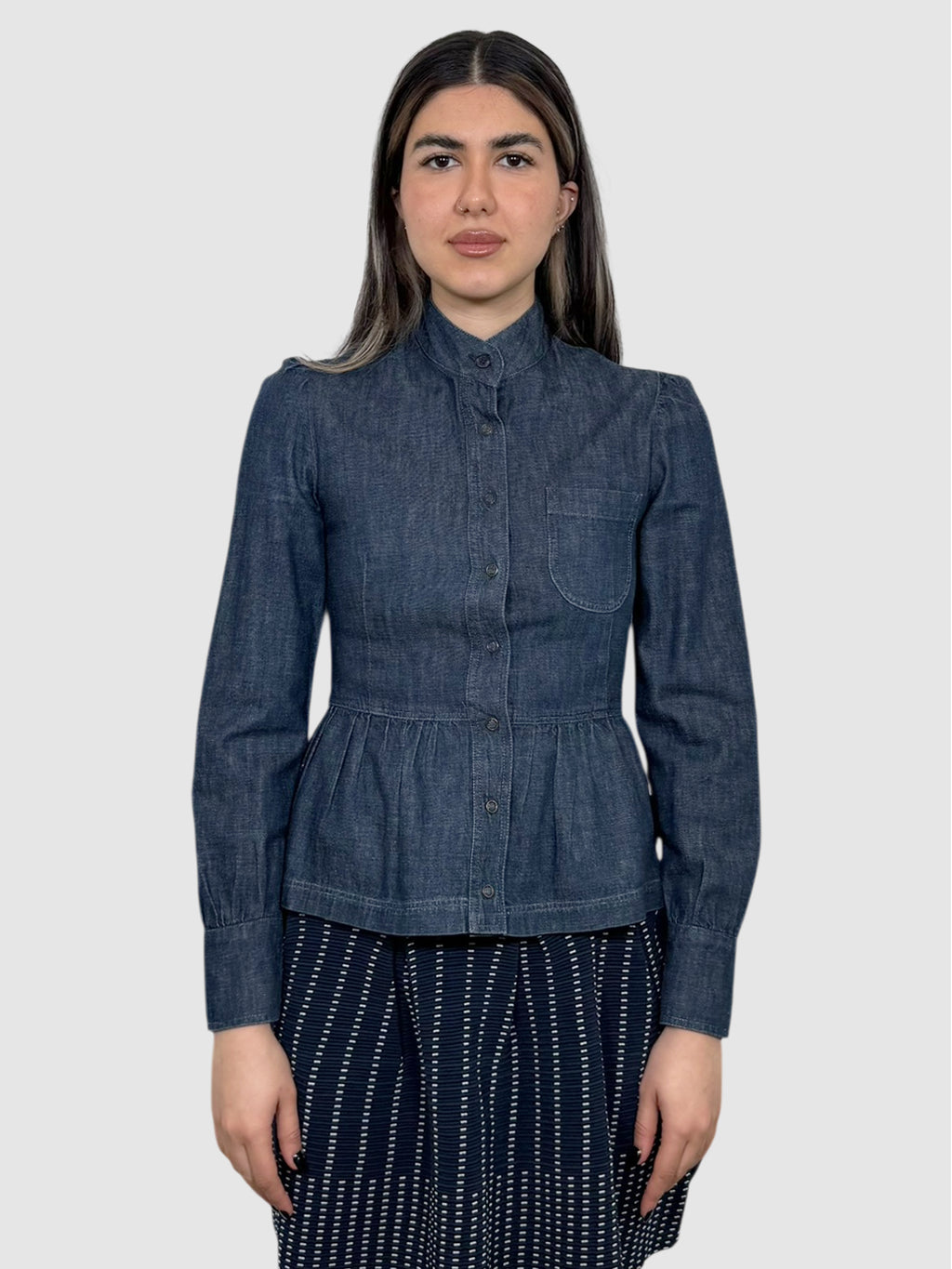 Ruffle Denim Top