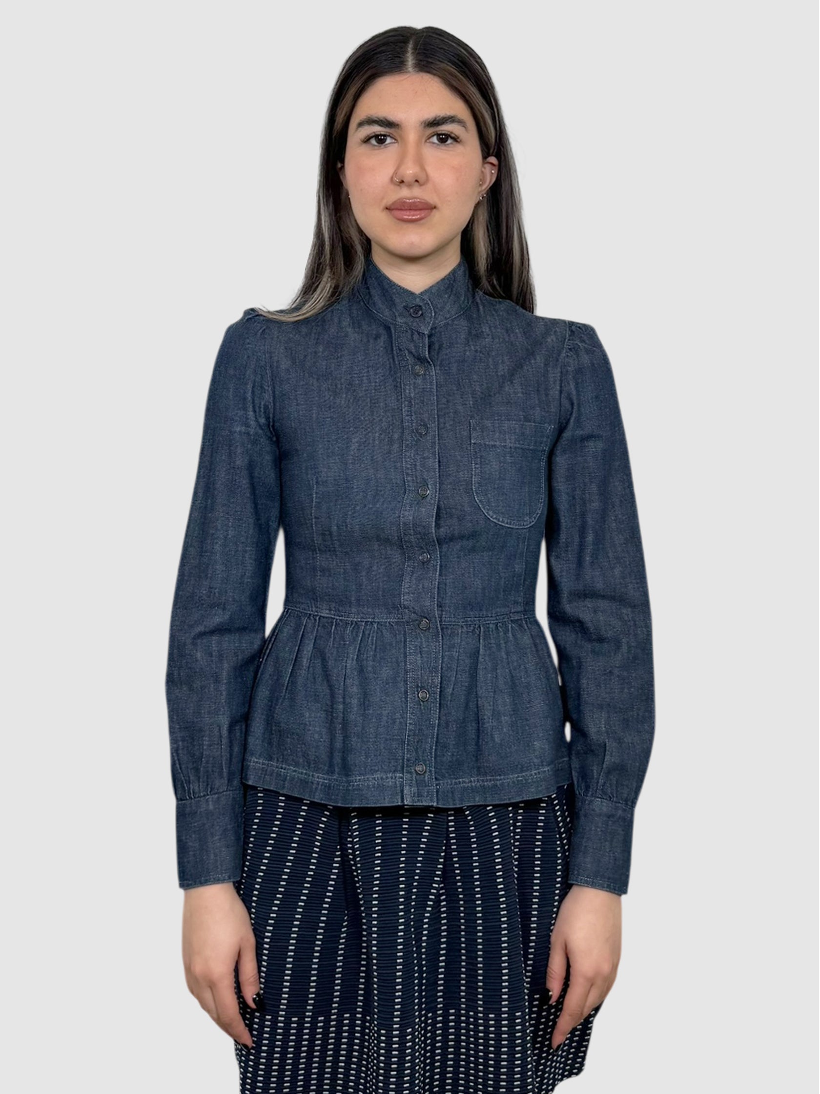Ruffle Denim Top