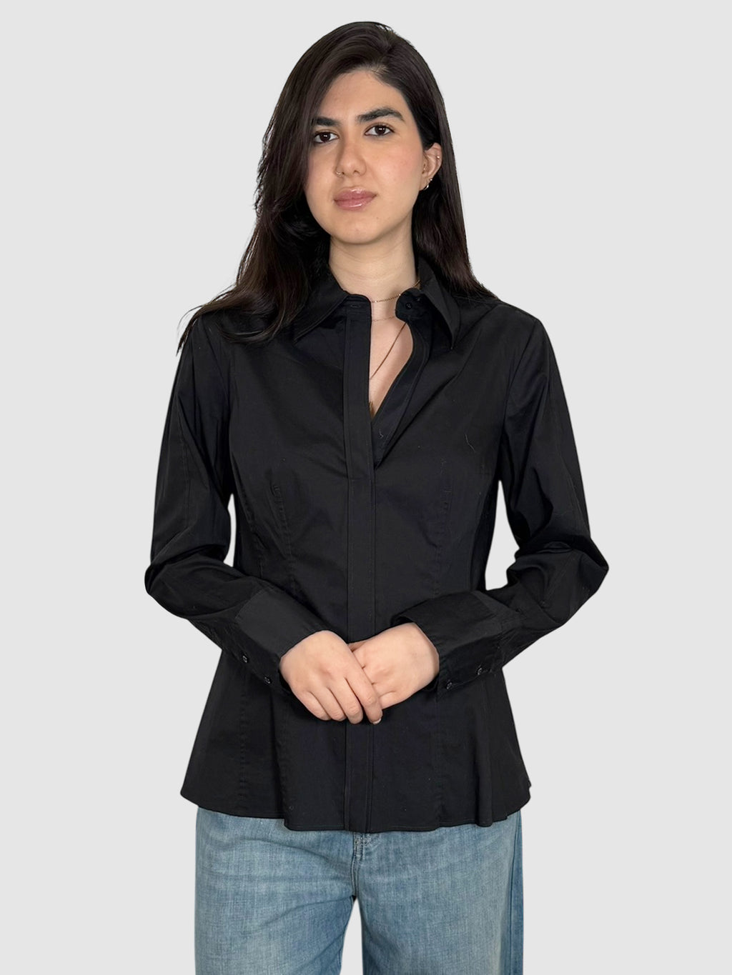 Side Zip Button-Up Top