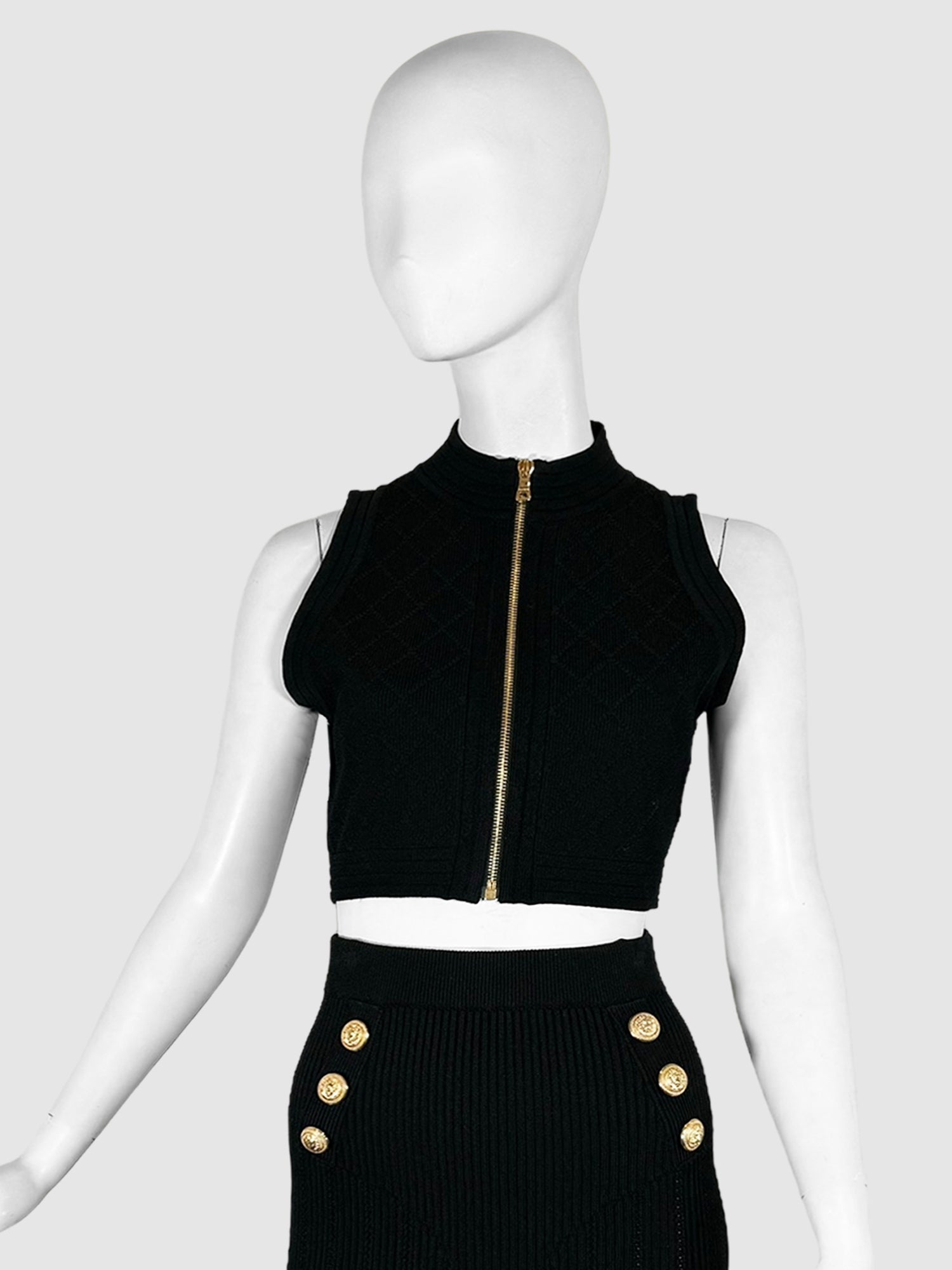 Knit balmain outlet logo crop top