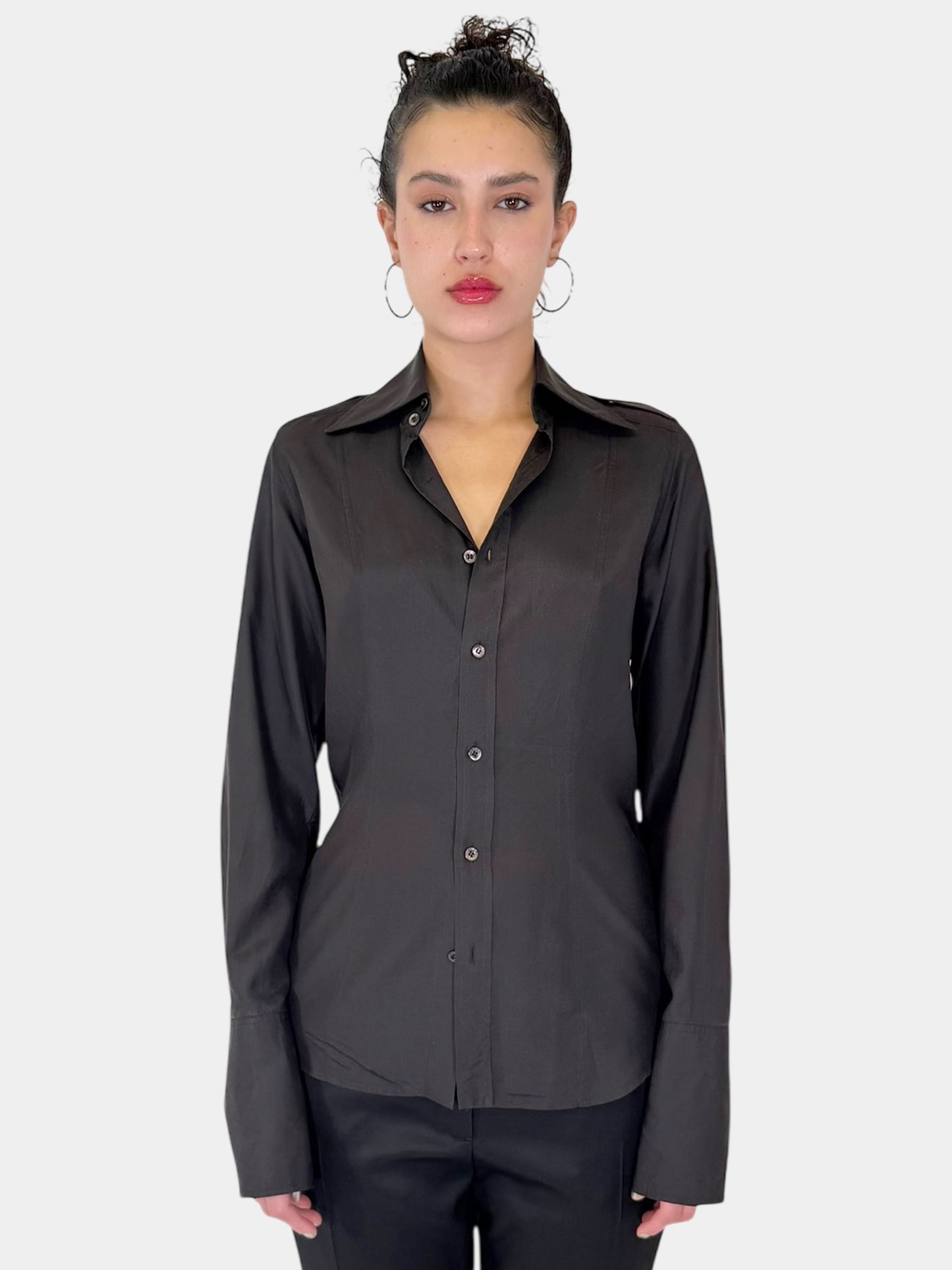 Silk Button-Up Top - Size 42