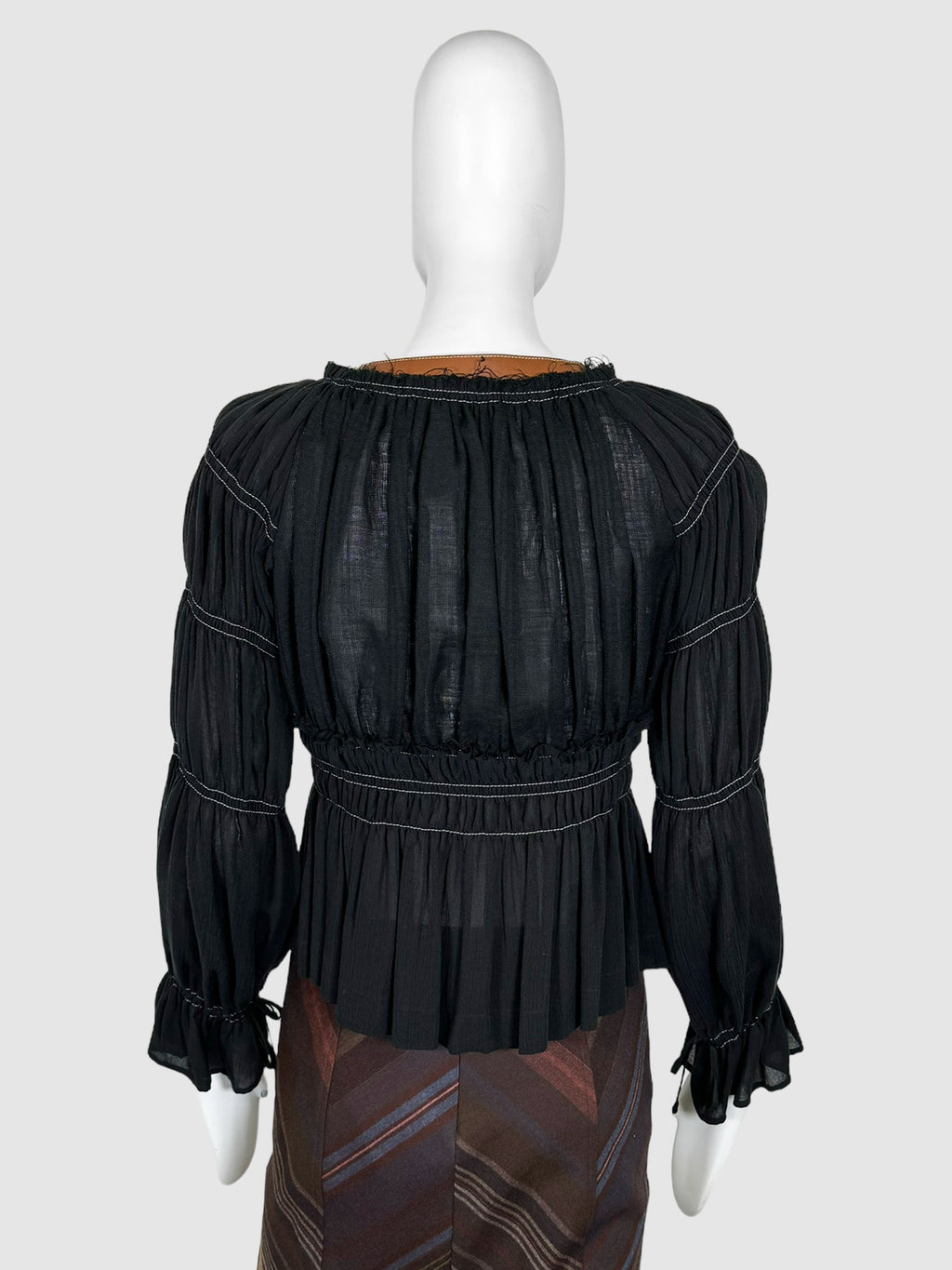 Goncourt Leather Trim Top - Size 36