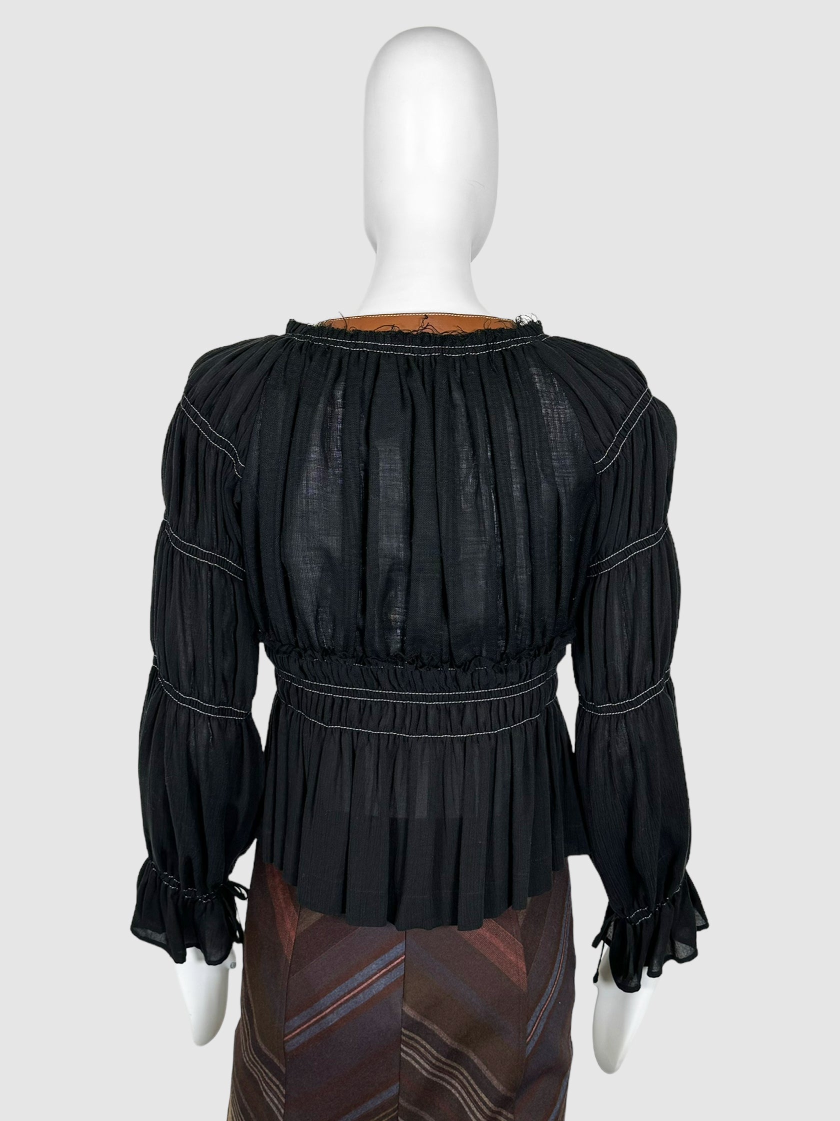 Goncourt Leather Trim Top - Size 36