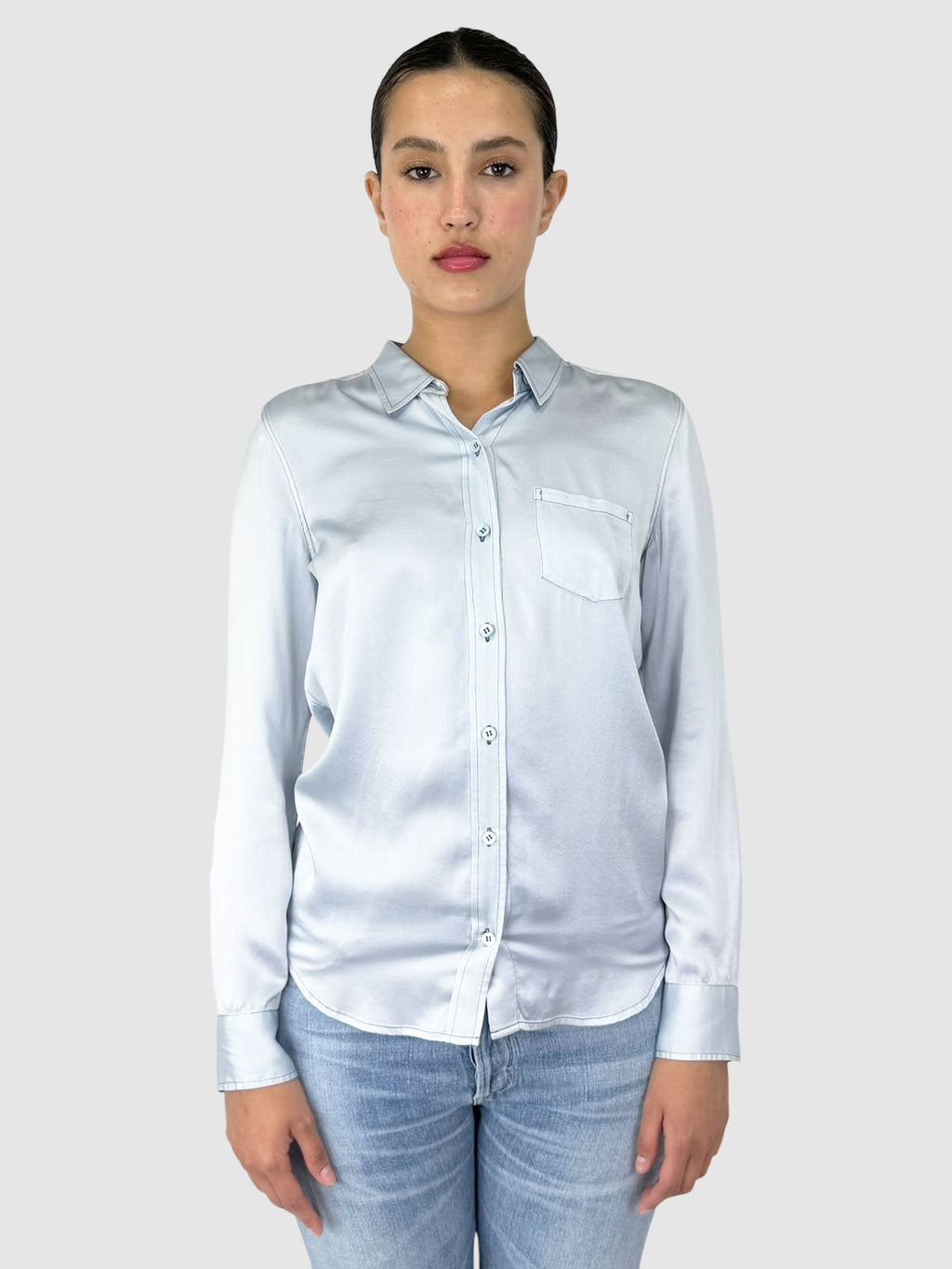 Satin Button-Up Top