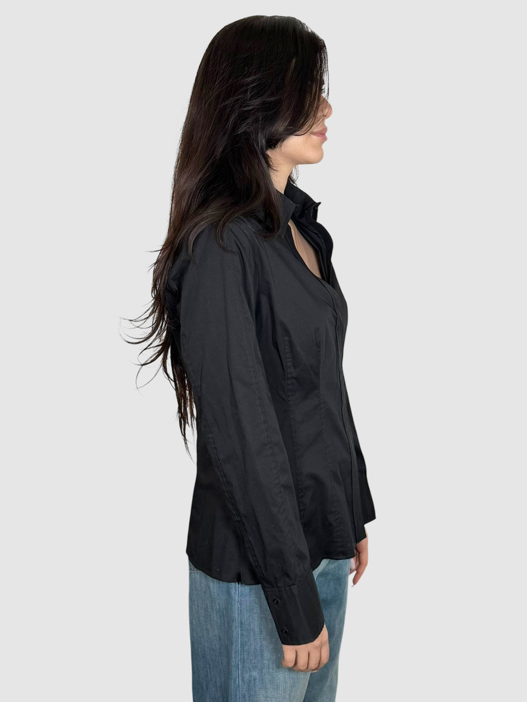 Side Zip Button-Up Top