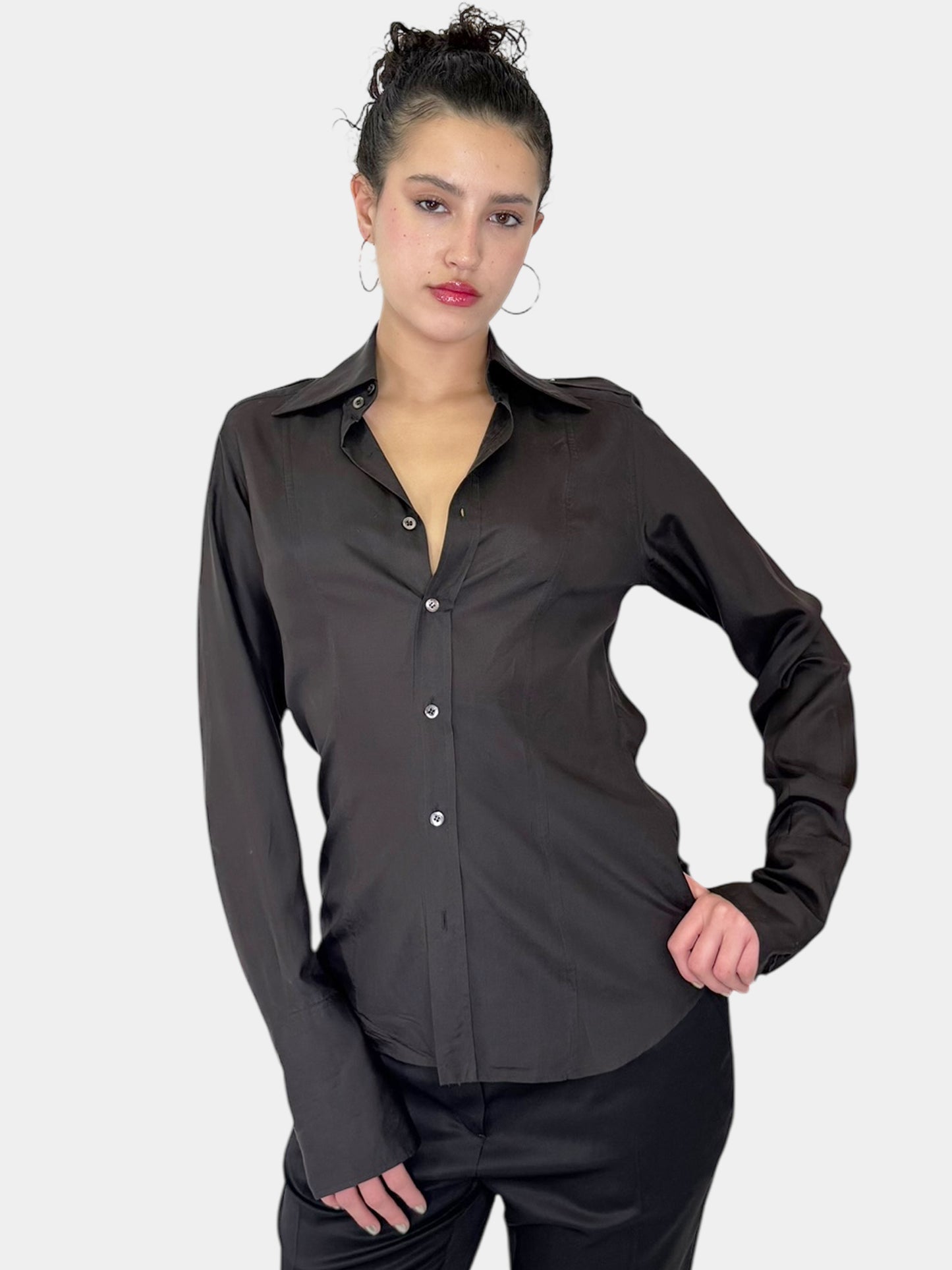 Silk Button-Up Top - Size 42