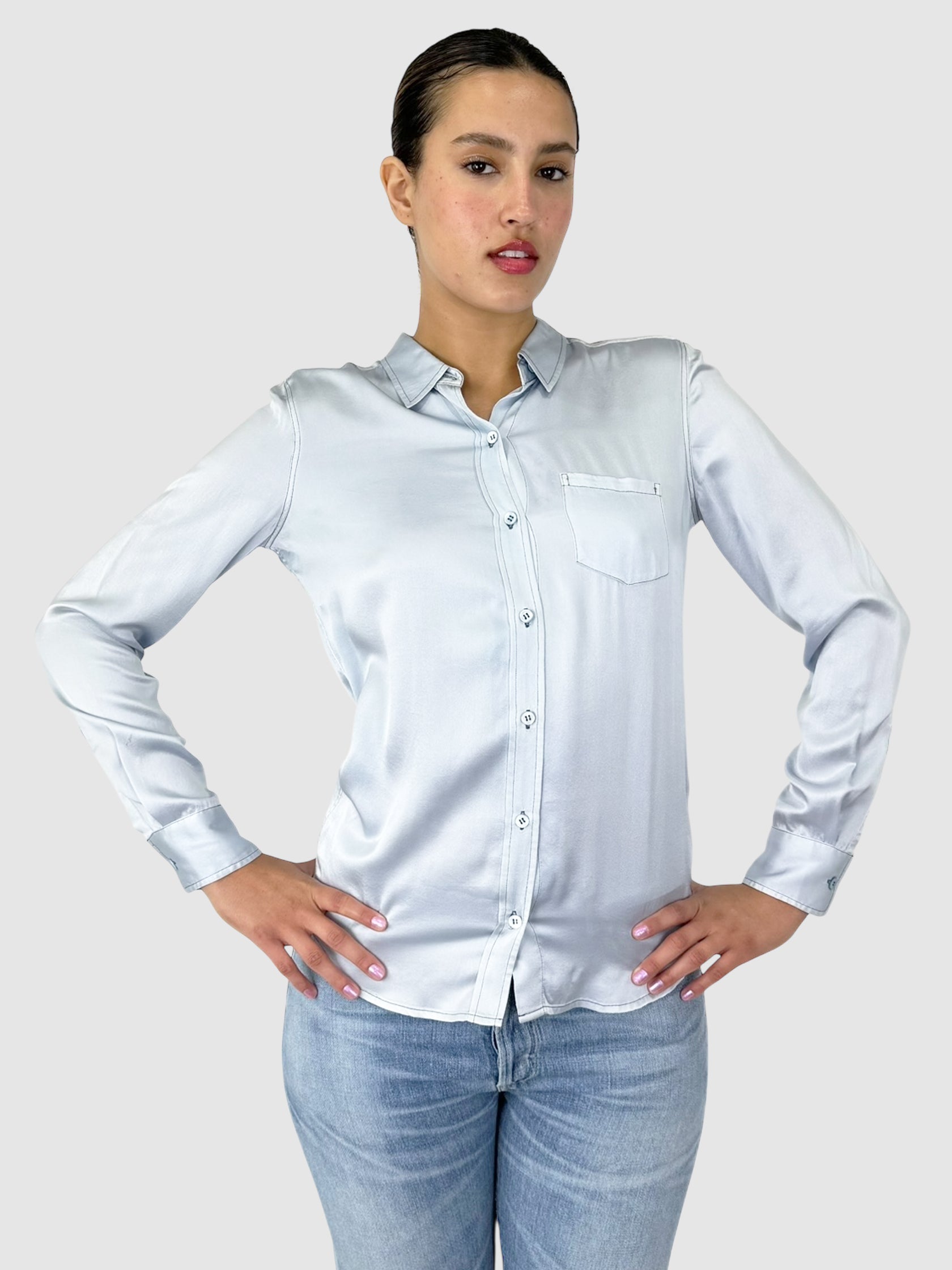 Satin Button-Up Top