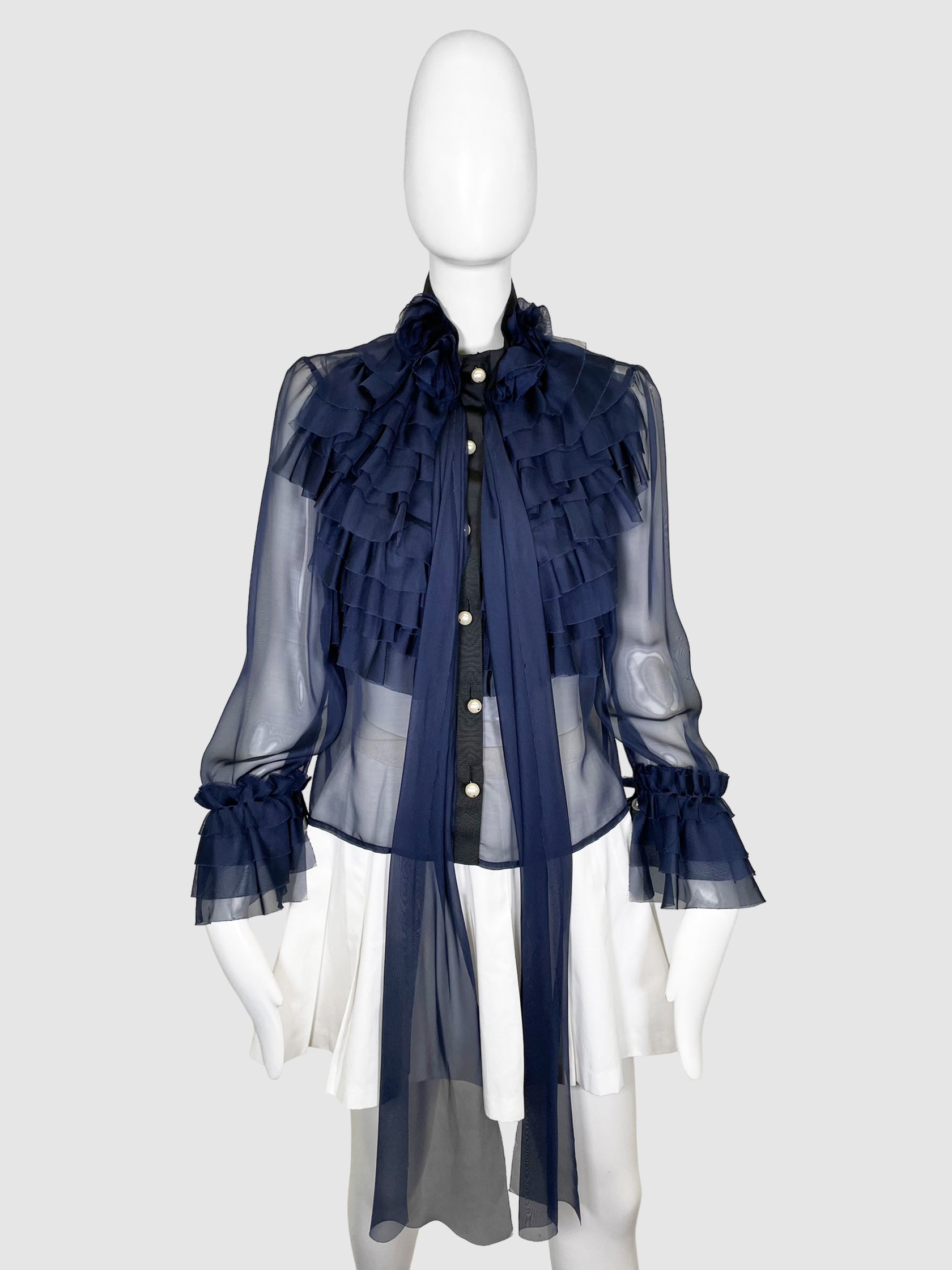 Sheer Ruffled Blouse - Size 36