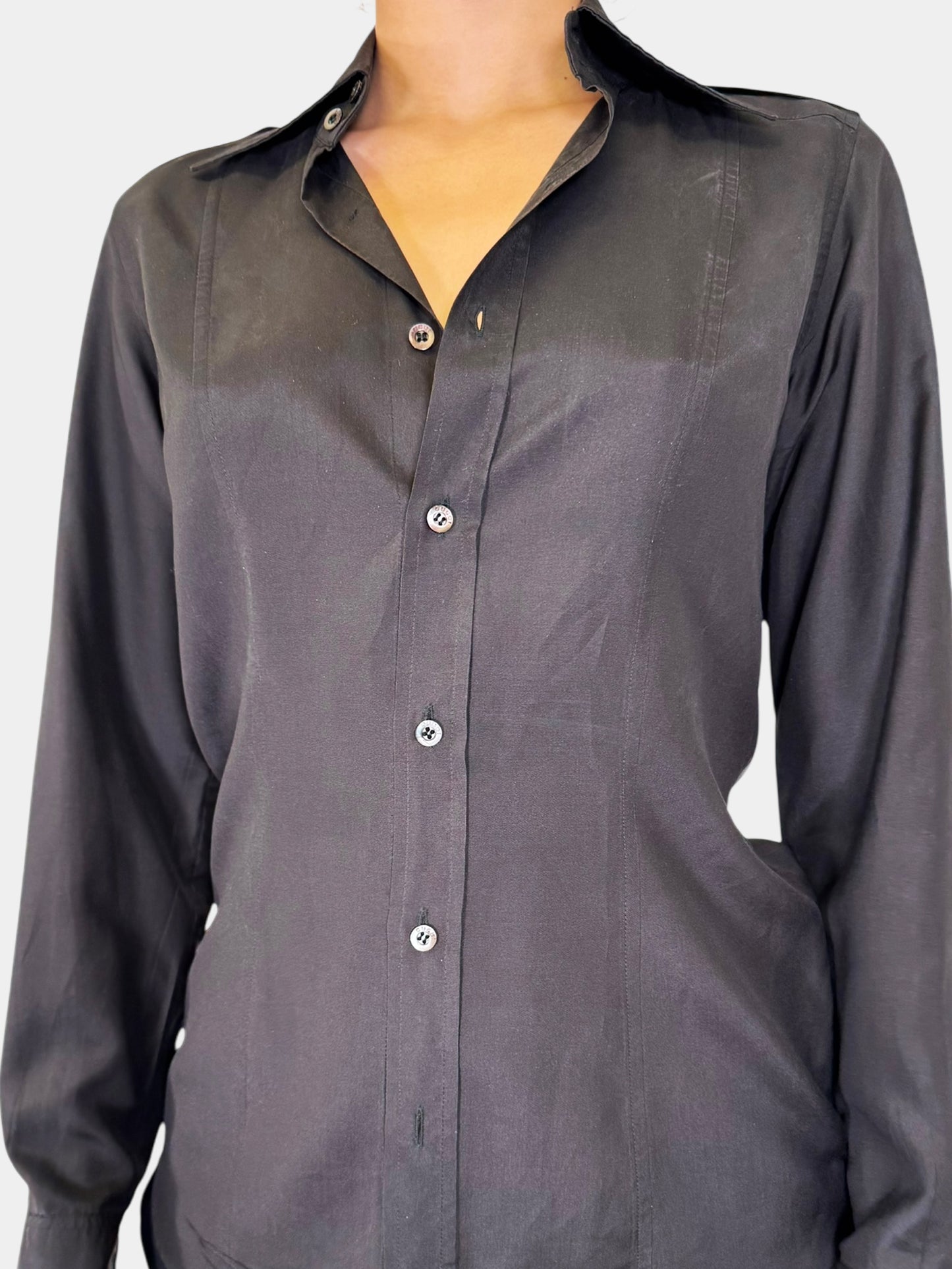 Silk Button-Up Top - Size 42