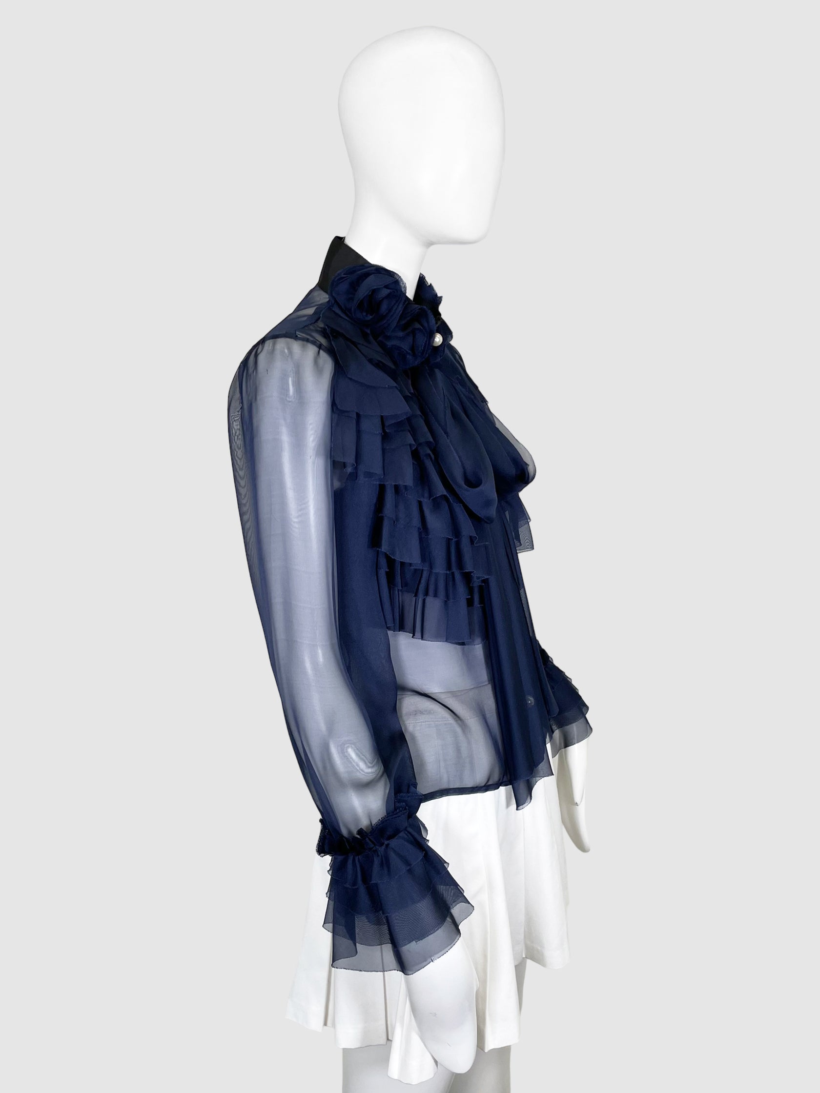 Sheer Ruffled Blouse - Size 36