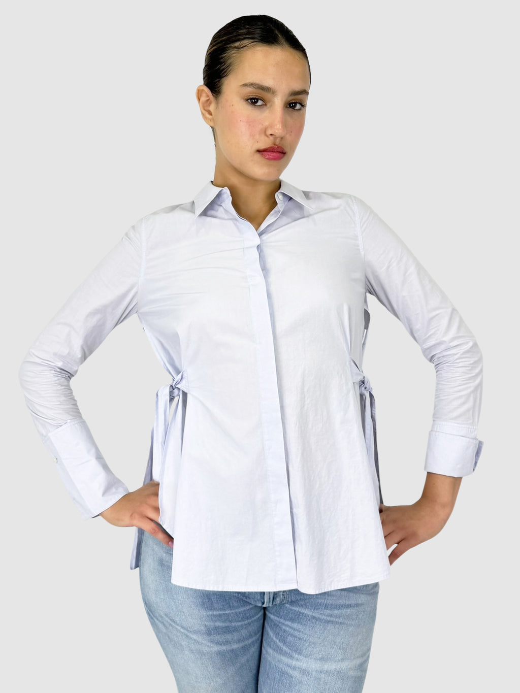 Side Tie Button-Up Top