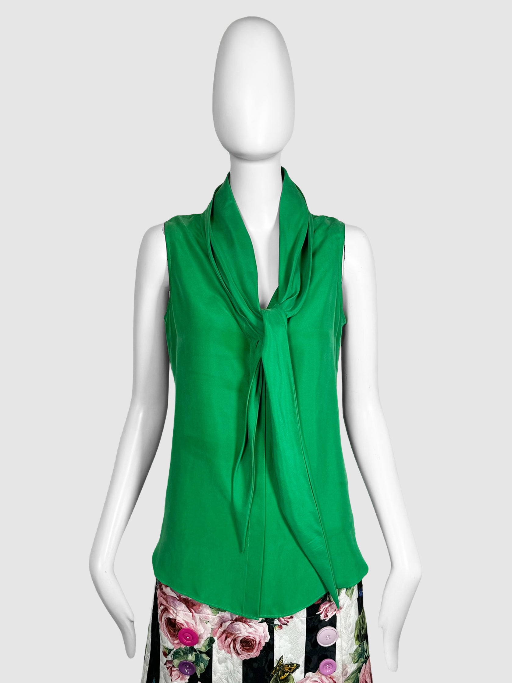 Tie-Neck Sleeveless Blouse - Size 1