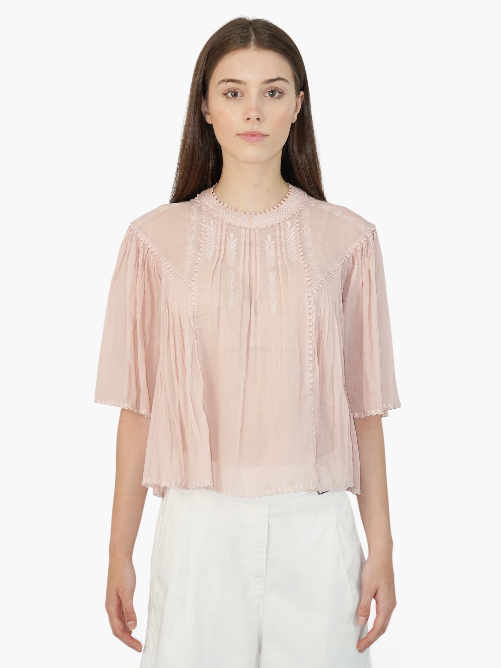 Embroidered Sheer Top
