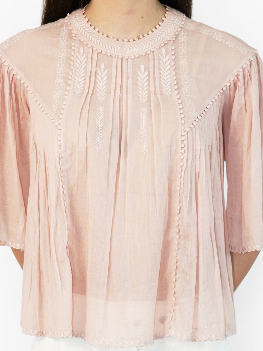 Embroidered Sheer Top