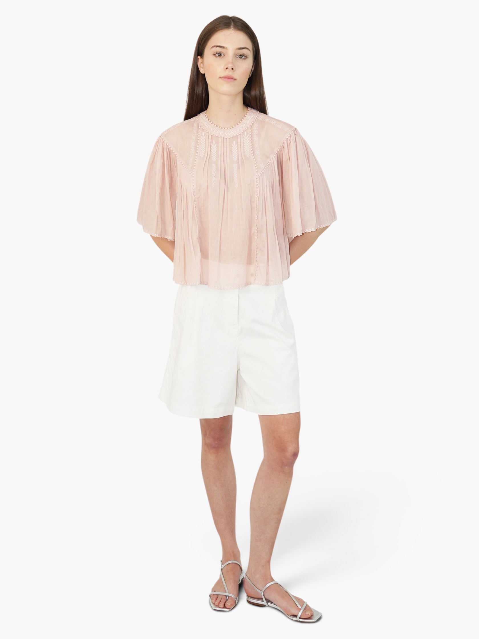 Embroidered Sheer Top