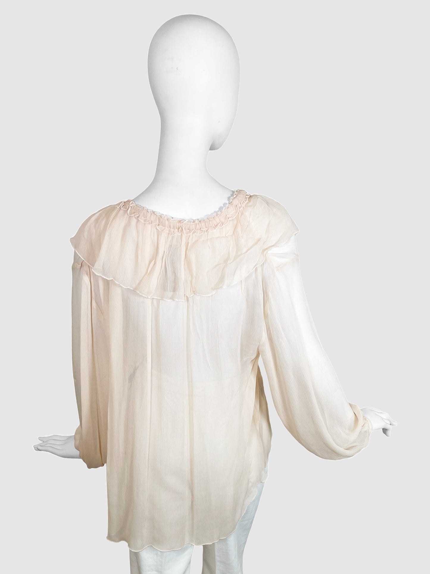 Sheer Blouse with Ruffle - Size S/M