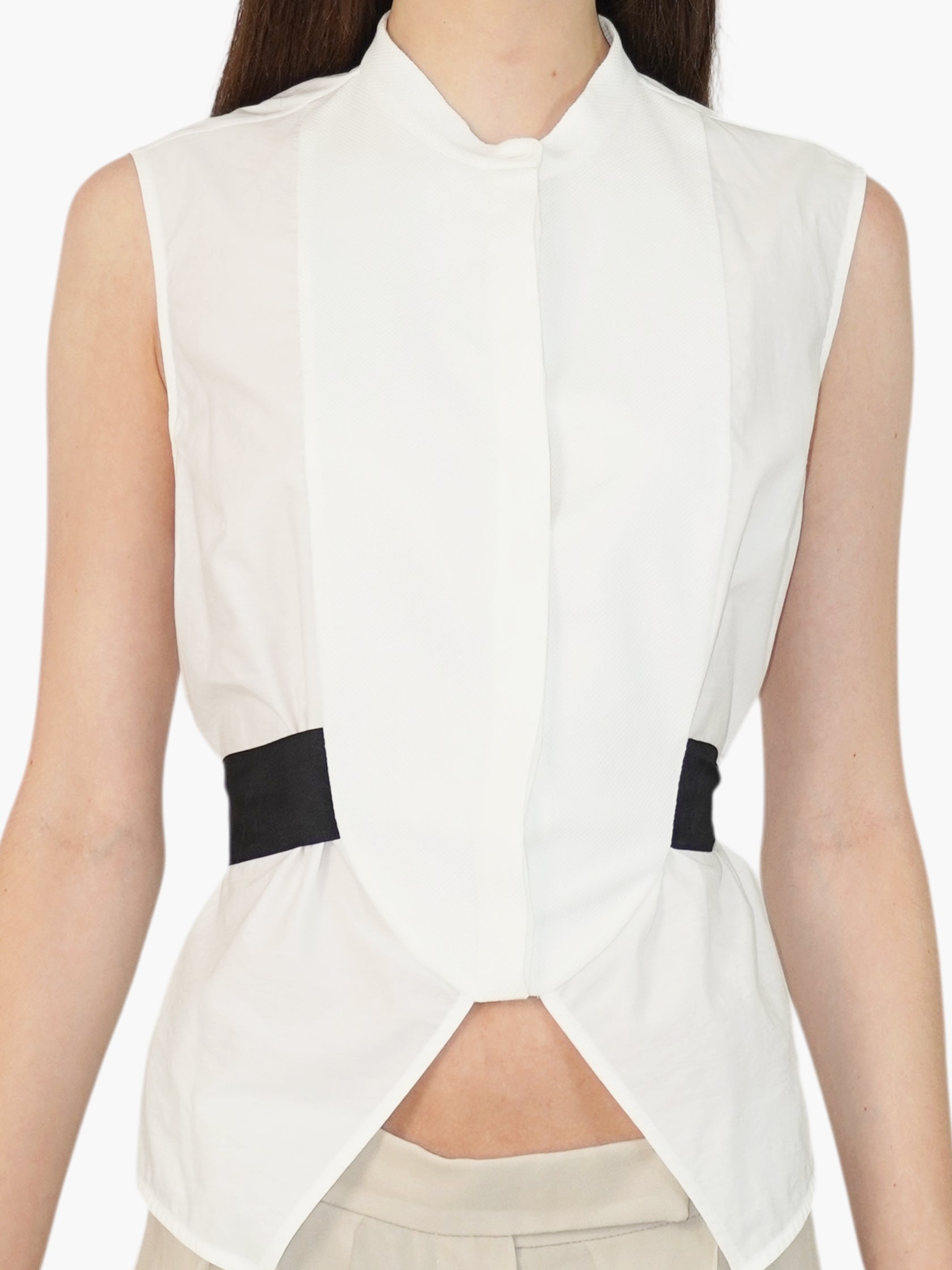 Sleeveless Button-Up Top