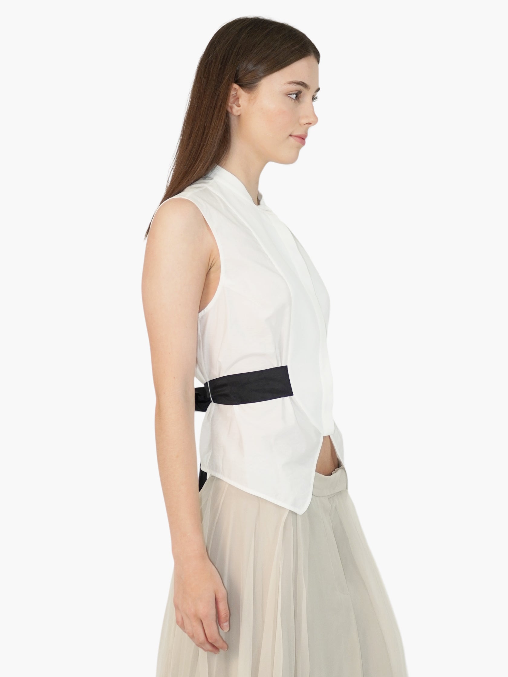 Sleeveless Button-Up Top