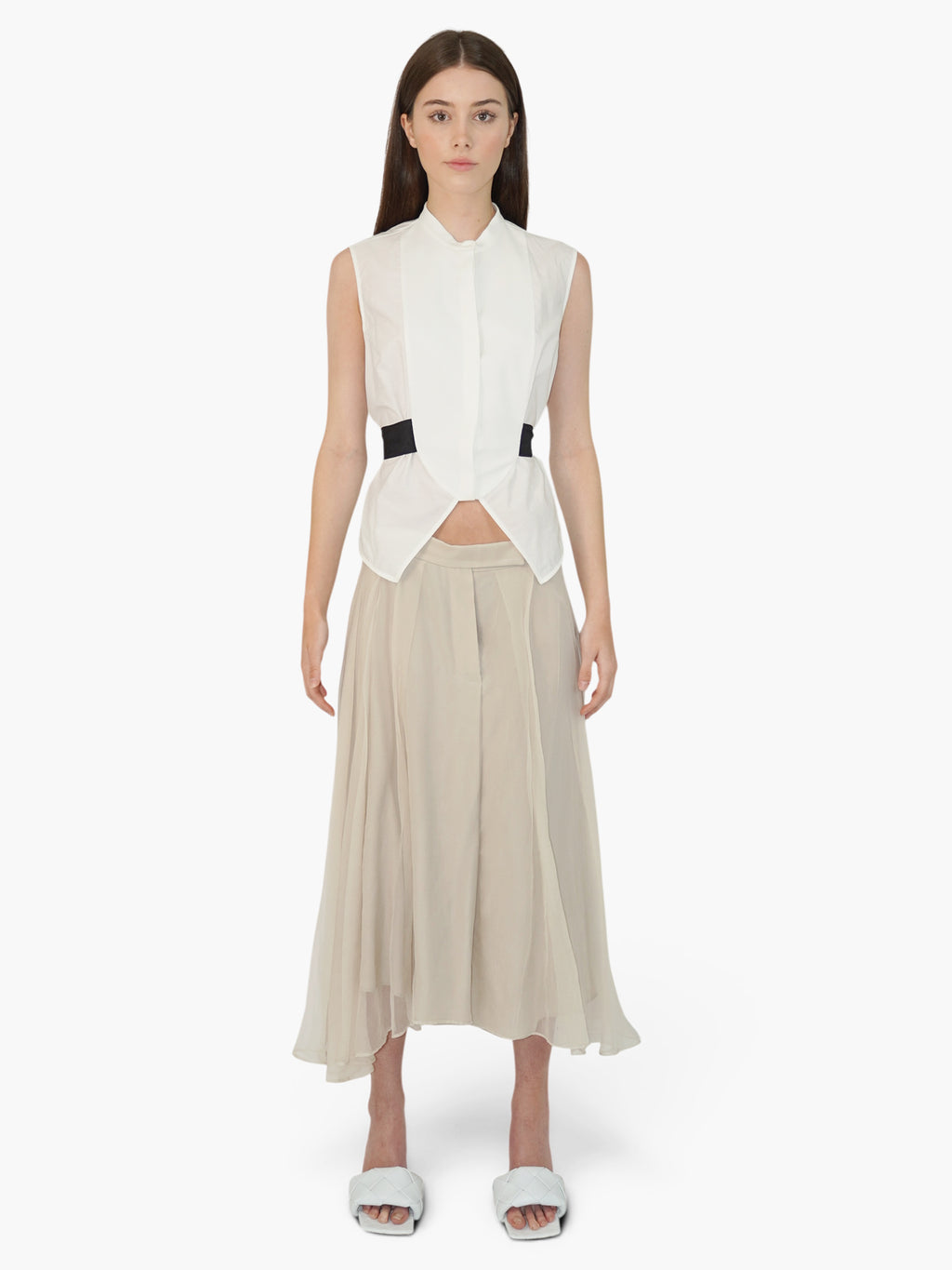 Sleeveless Button-Up Top