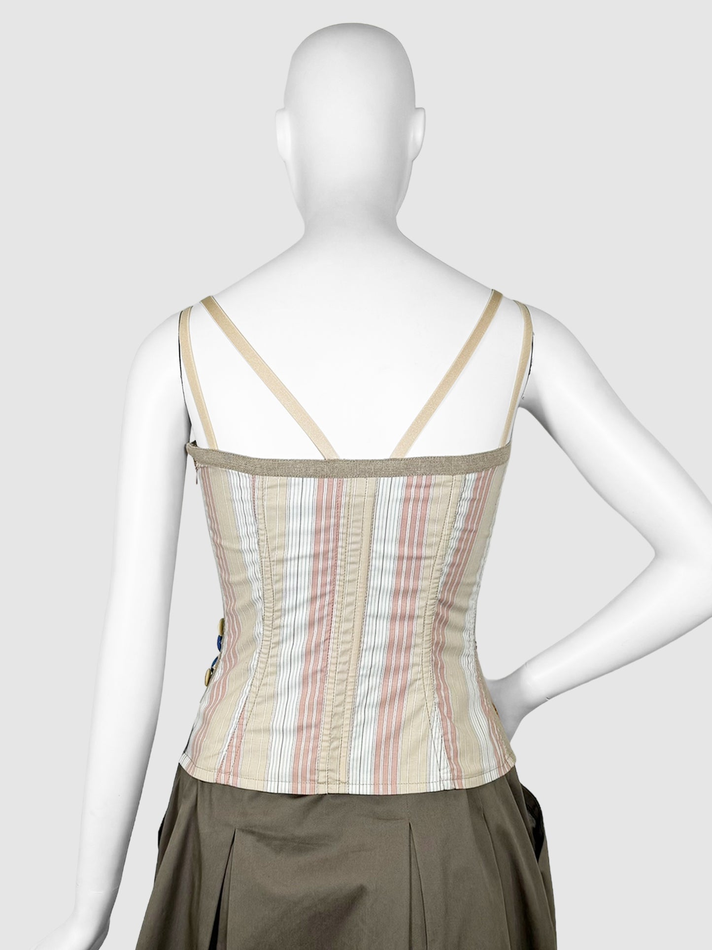 Embroidered Linen Corset Top - Size 38