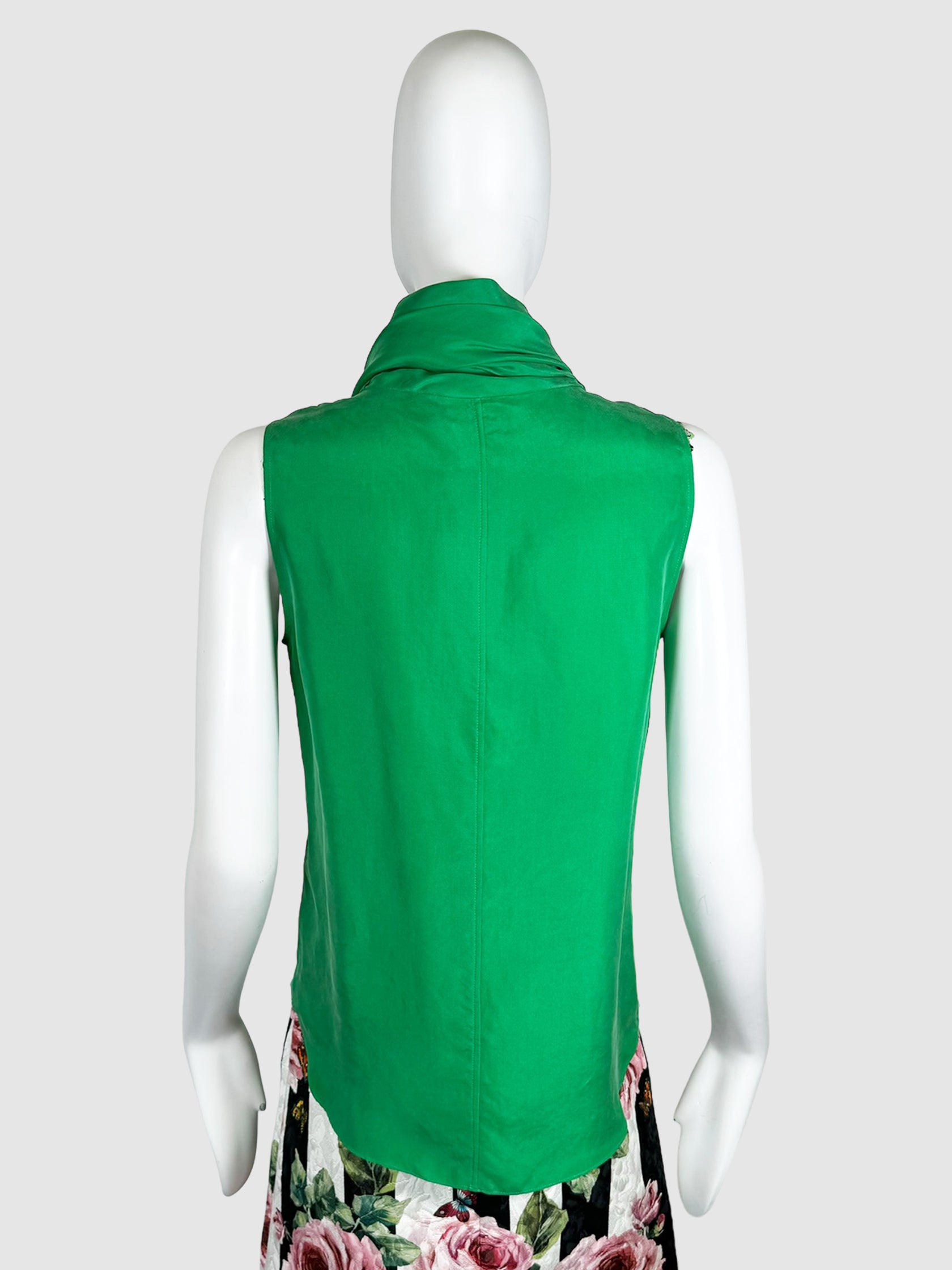 Tie-Neck Sleeveless Blouse - Size 1