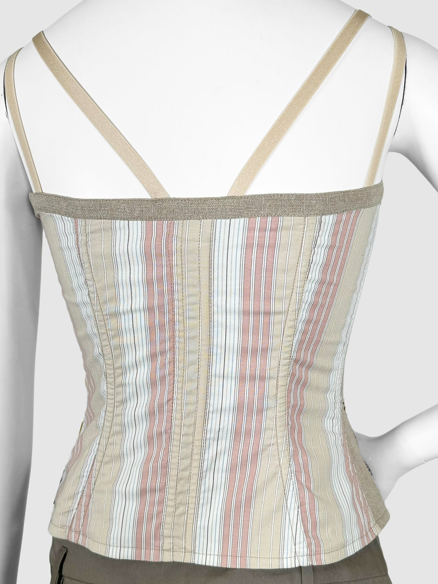 Embroidered Linen Corset Top - Size 38