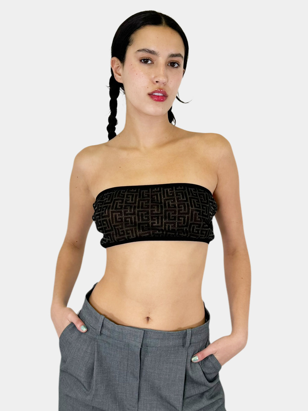 Monogram Mesh Strapless Bandeau