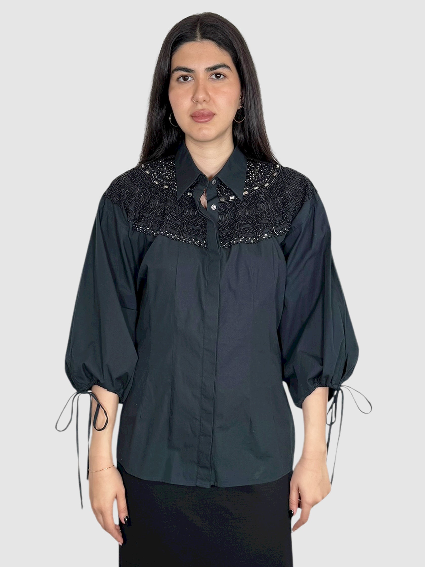 Beaded Button-Up Top