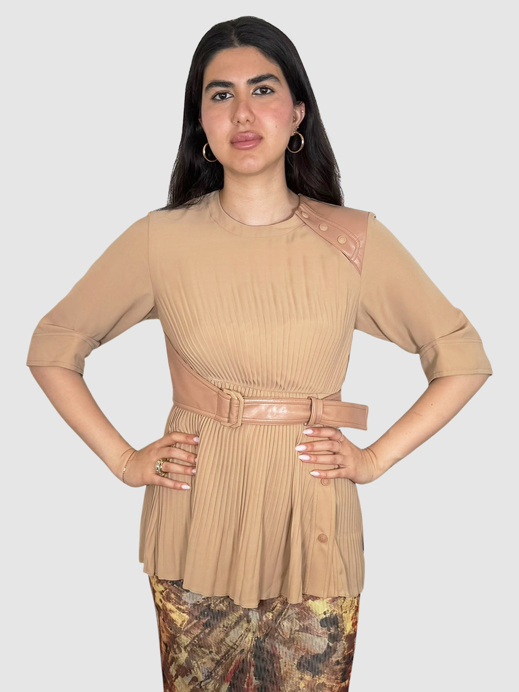 Pleated Belted Top