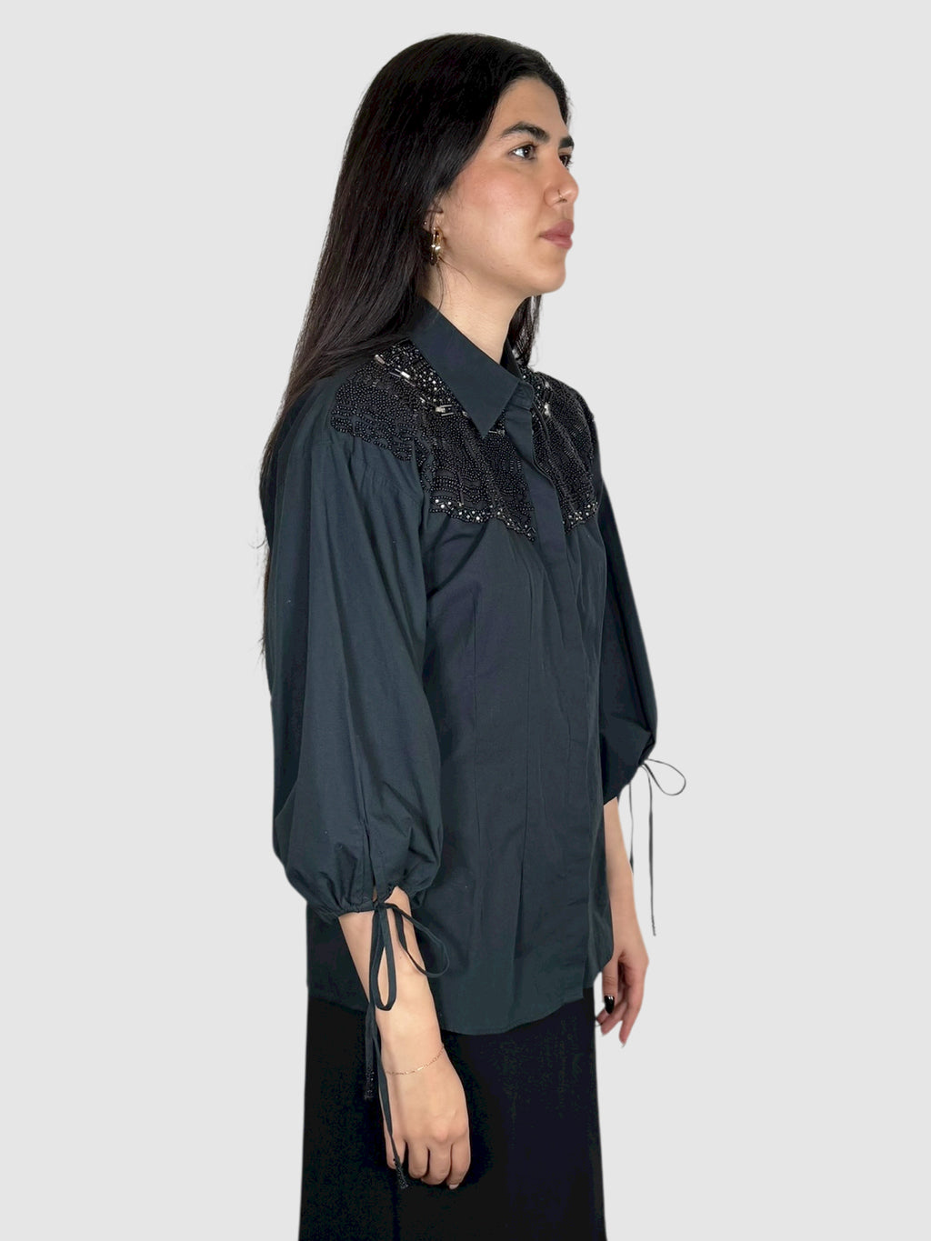 Beaded Button-Up Top