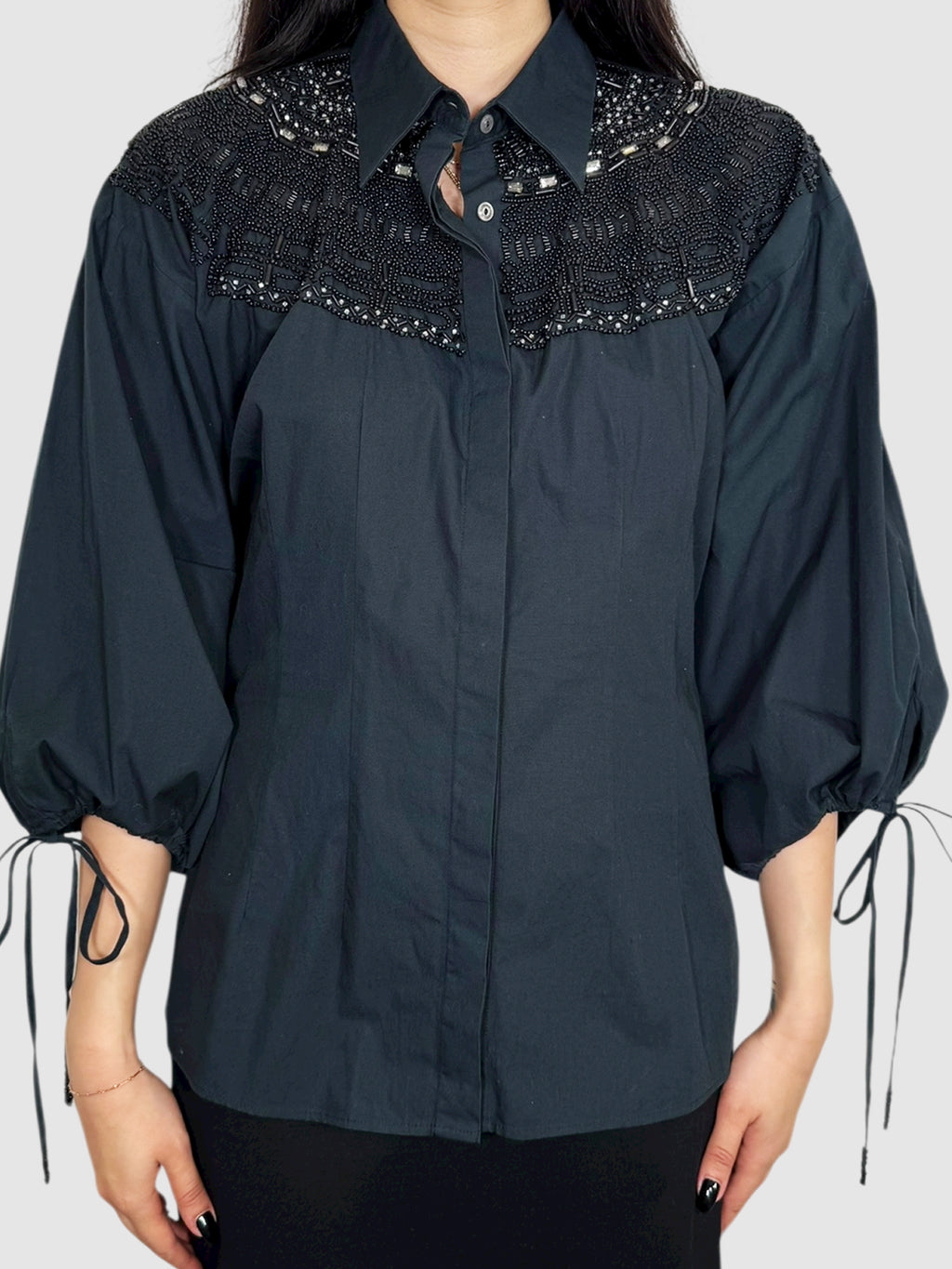 Beaded Button-Up Top
