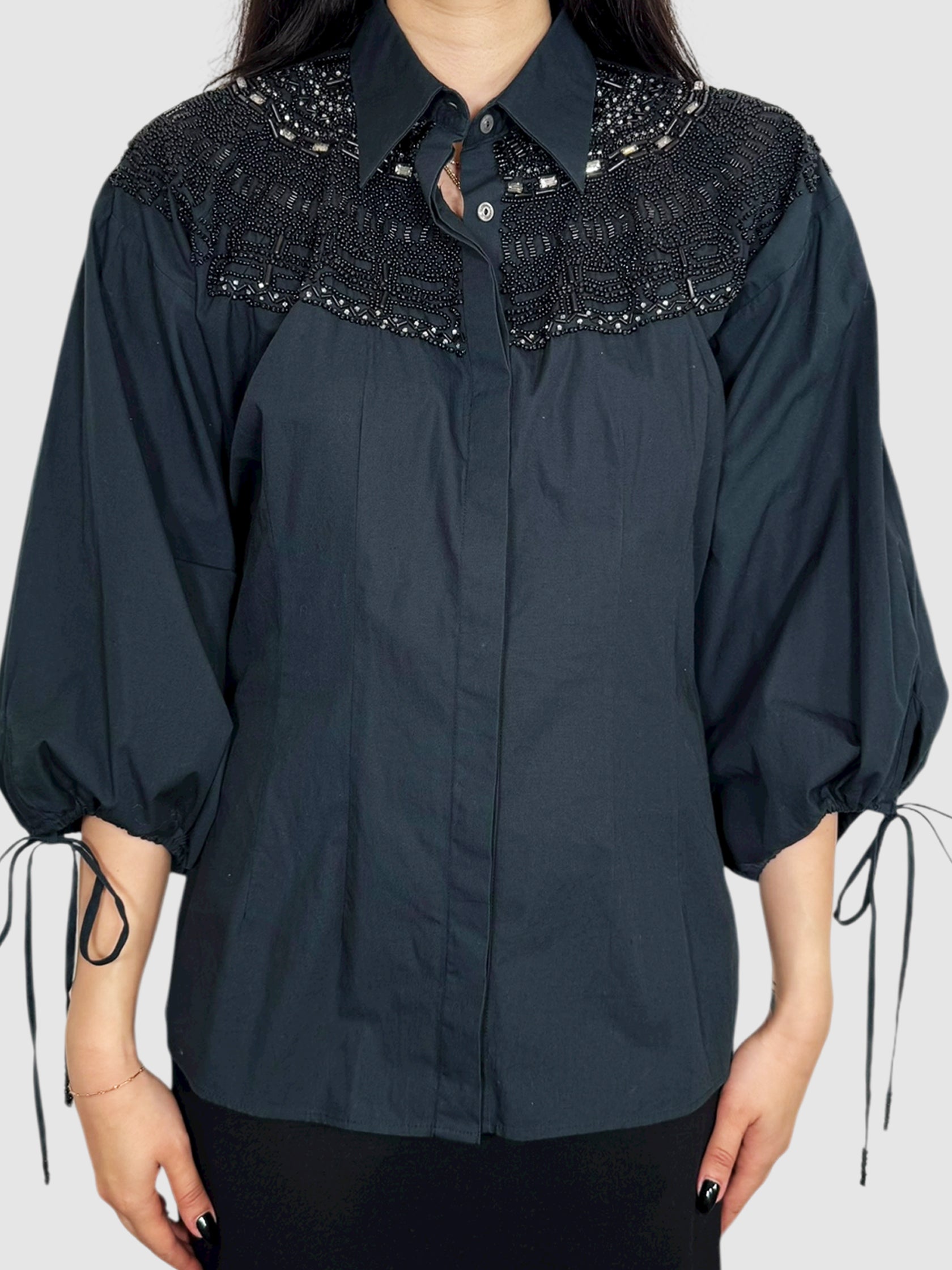 Beaded Button-Up Top