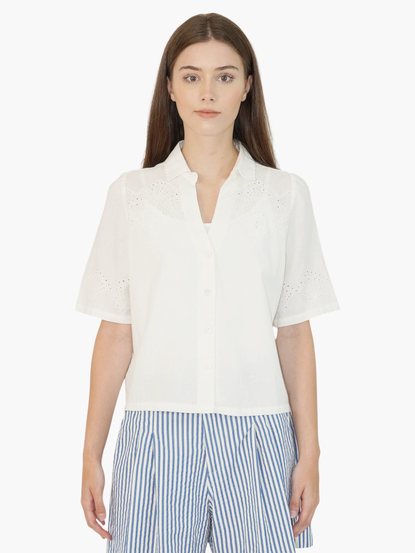 Embroidered Linen Top