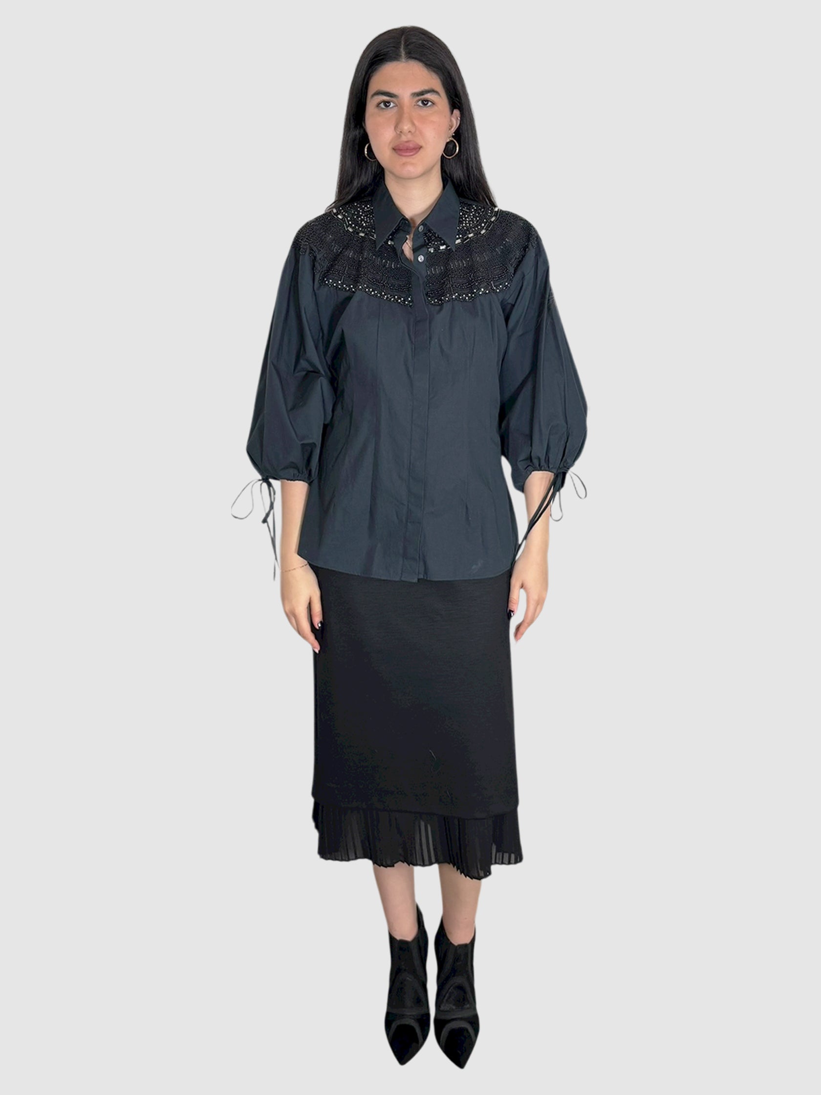 Beaded Button-Up Top