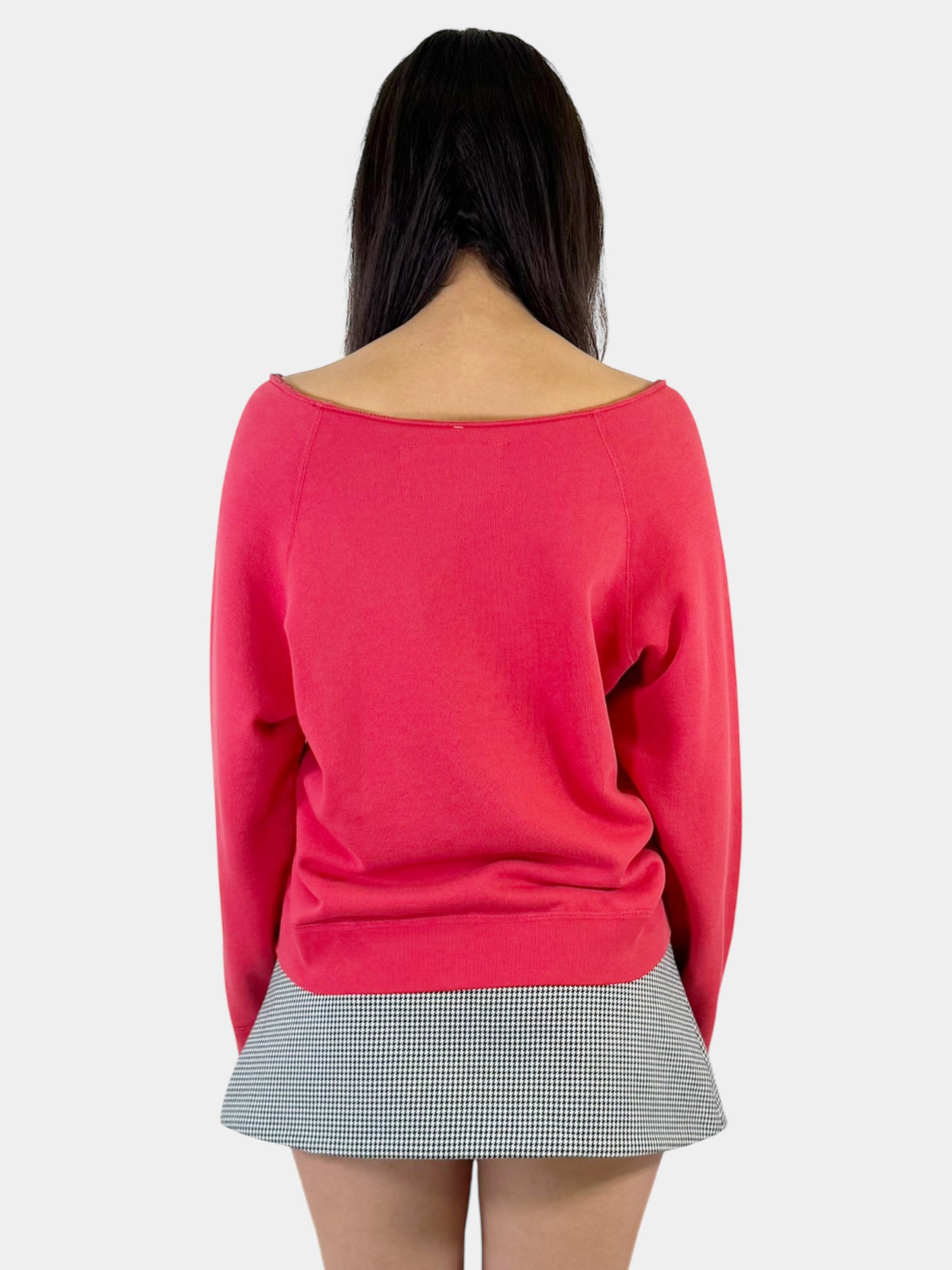 Raw Hem V-Neck Sweatshirt - Size M