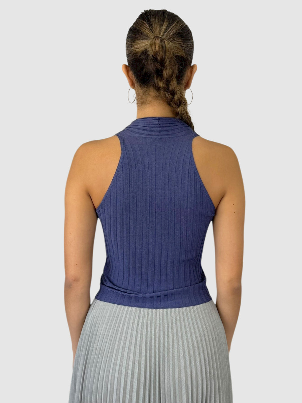 Ribbed Cowl Neck Top