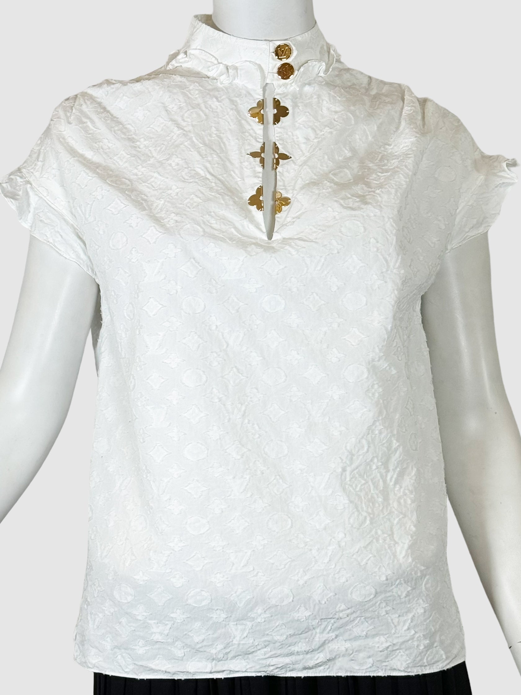 Monogram Frill Blouse - Size 34