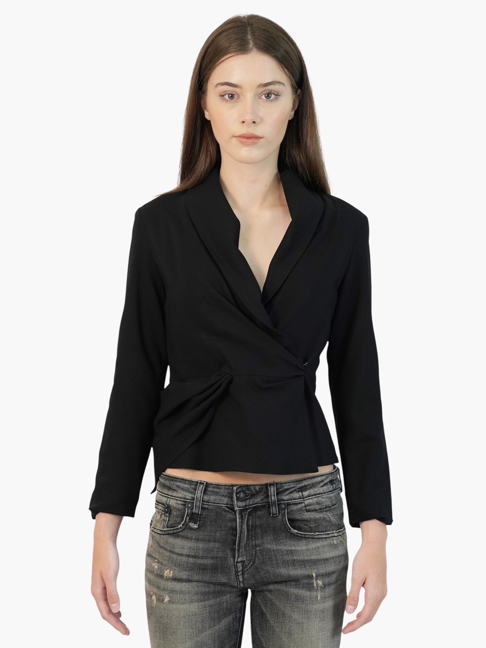 Pleated Wrap Blazer